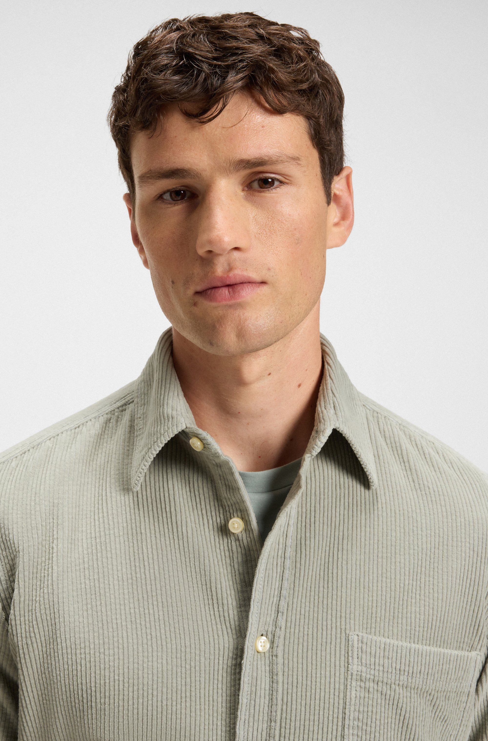 BOSS ORANGE Langarmhemd Relegant aus Cord, reuglar fit, Kentkragen günstig online kaufen