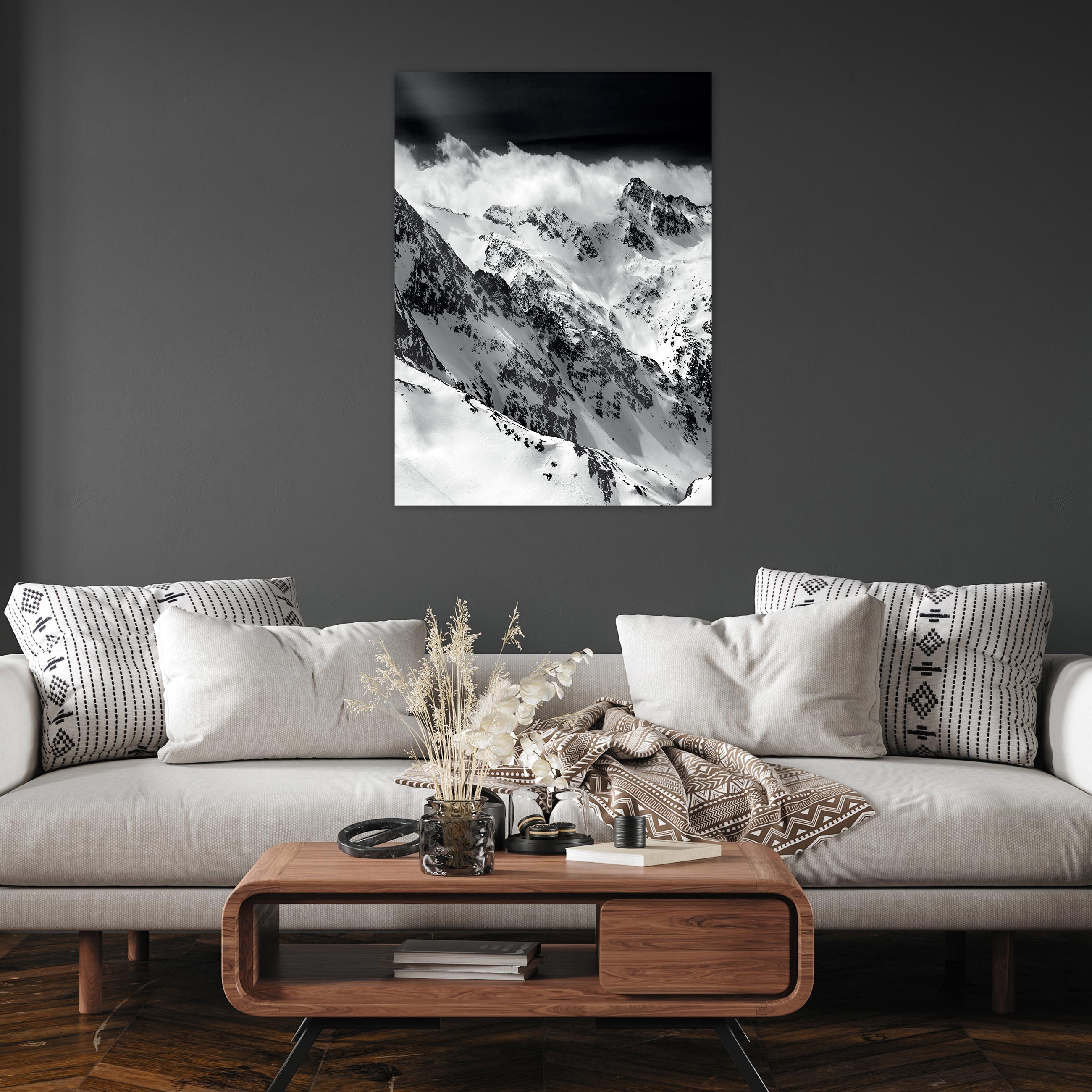 Wallarena Poster schwarz-weiß Berge Wohnzimmer Schlafzimmer Kunstdruck Wand günstig online kaufen