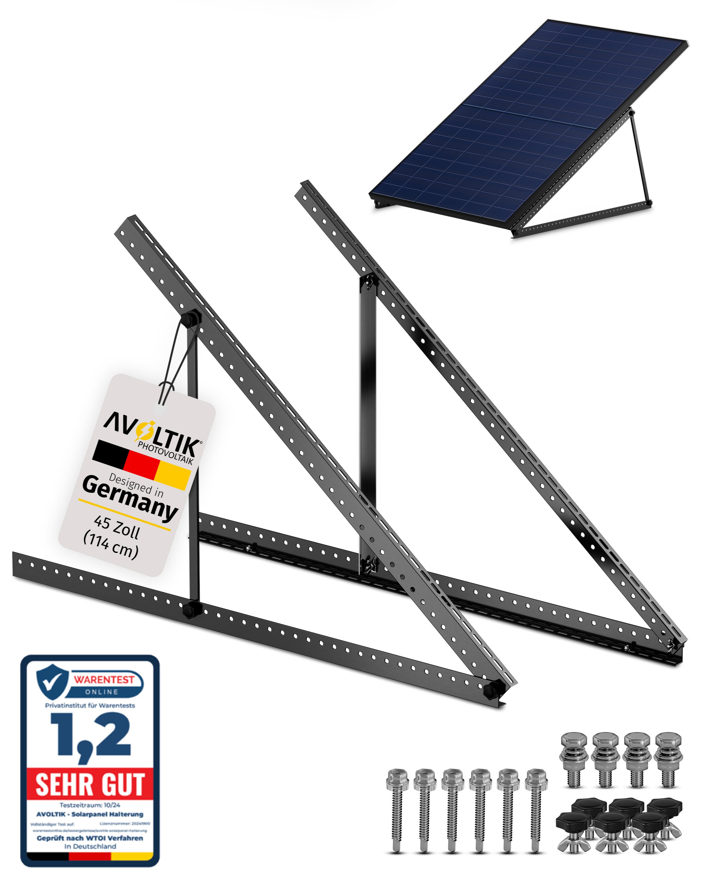 avoltik Solarmodul-Halterung Solarmodul Halterung für Flachdach Wand 0°-90° Alu Aufständerung, (Solarmodul Halterung für Flachdach Wand 0°-90° Alu Aufständerung, Solarmodul Halterung für Flachdach Wand 0°-90° Alu Aufständerung, Farbe silber oder schwarz (