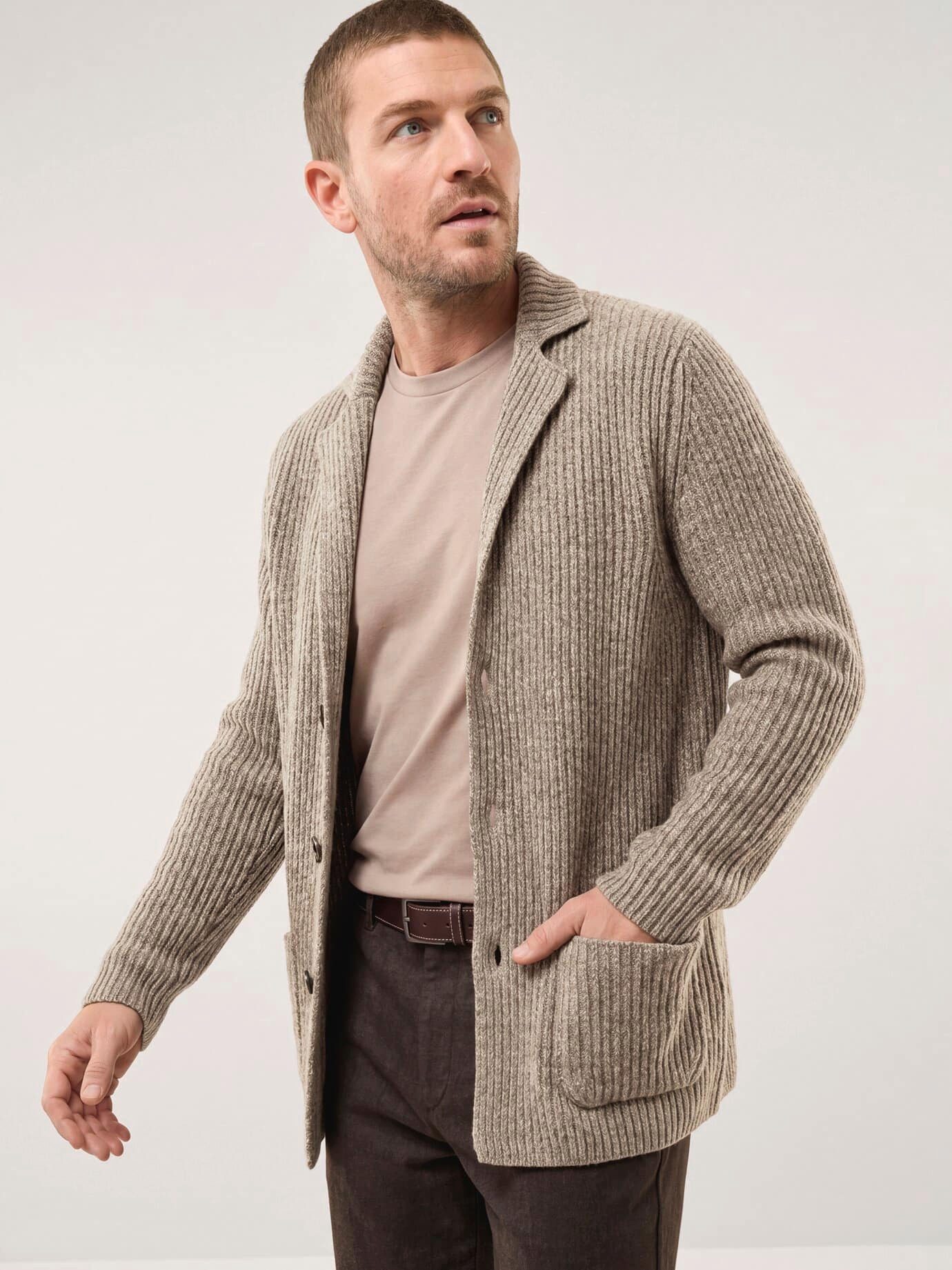 Walbusch Strickjacke Herren Gestricktes Sakko aus Lammwolle, wärmend
