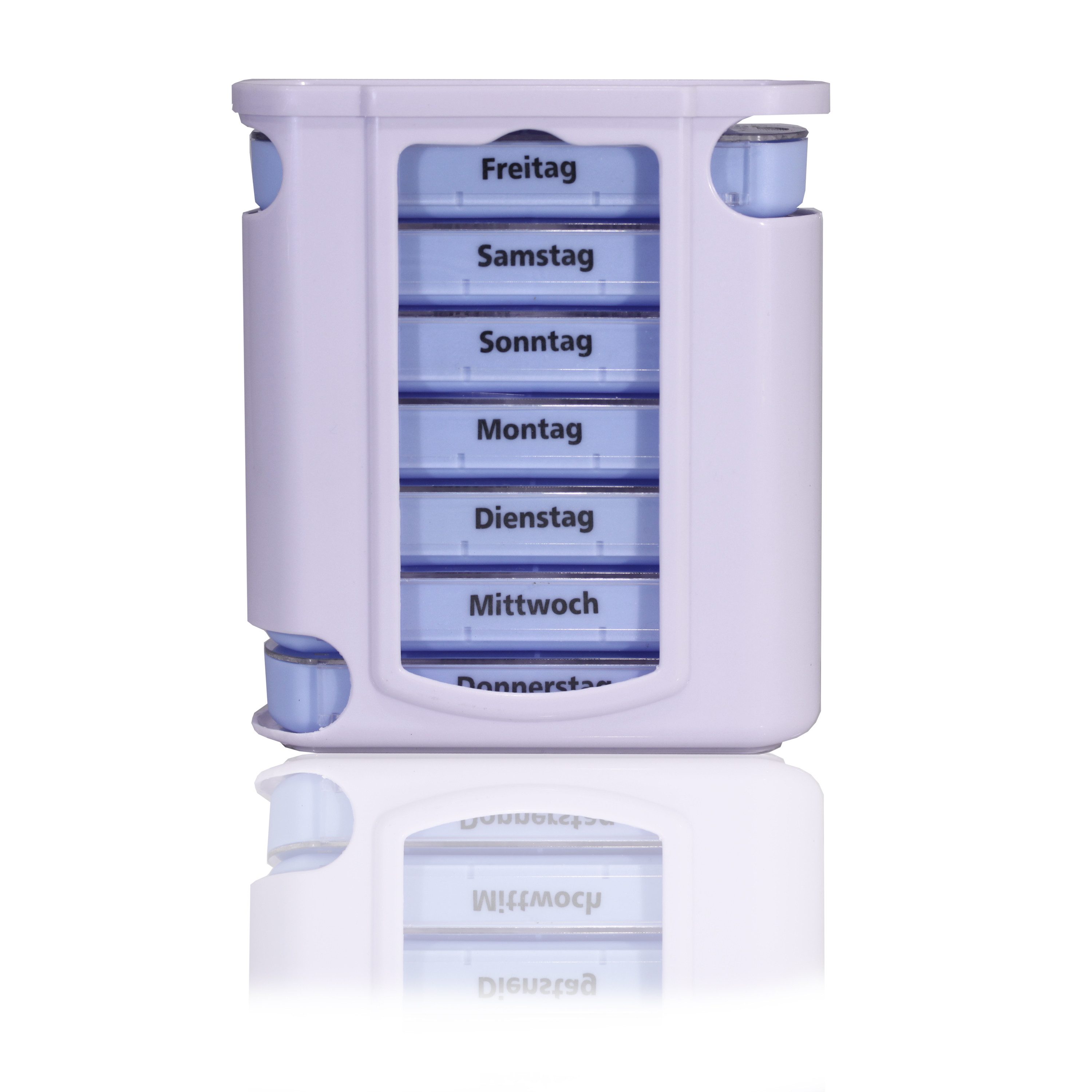 Horn Medical Pillendose Horn Medical Tablettenturm 7 Tage Pillendose (4 Fächer pro Tag), Tablettendose für jeden Wochentag