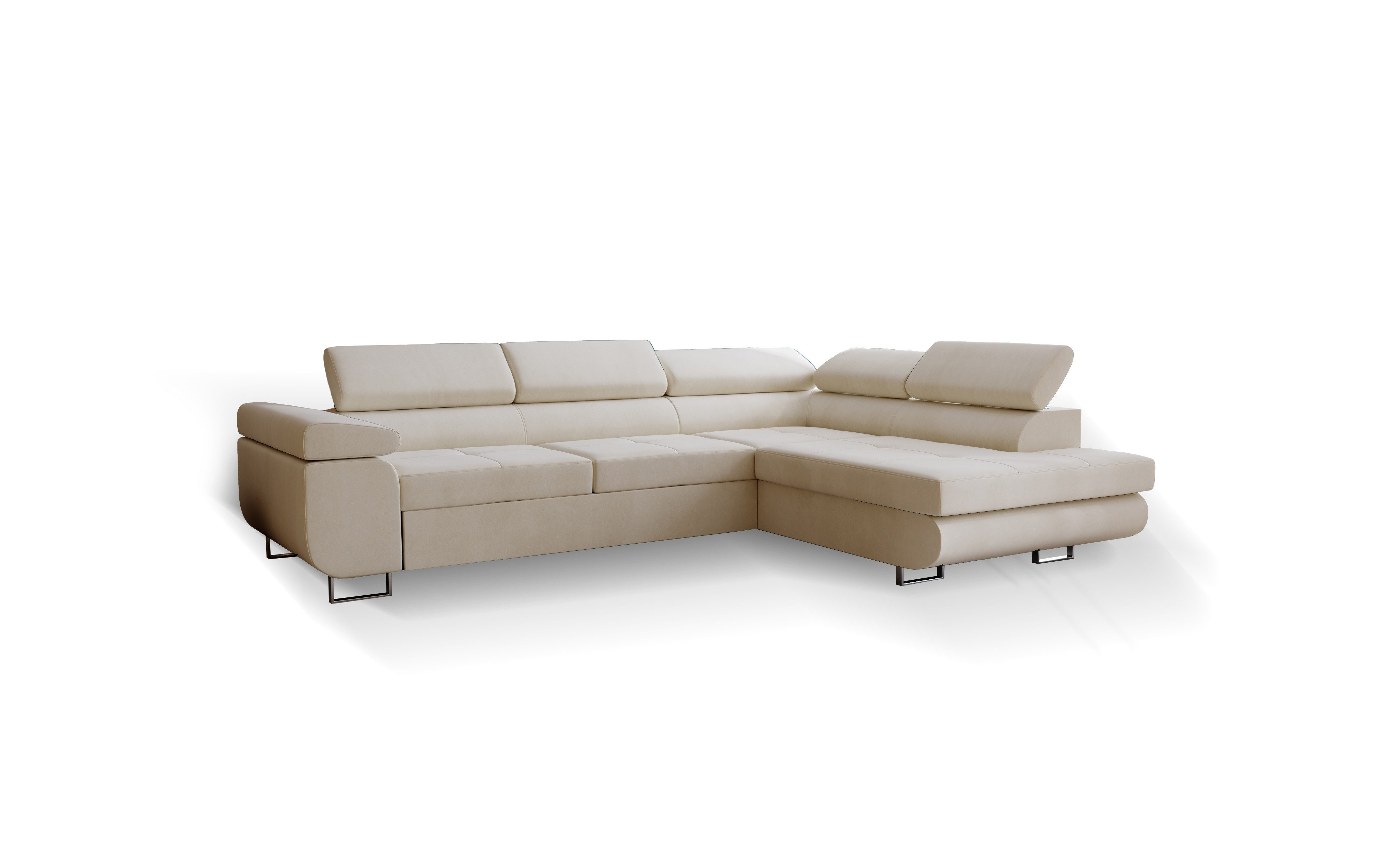 Goldstoff Ecksofa mit Schlaffunktion - Designersofa, Sofa mit Bettfunktion günstig online kaufen
