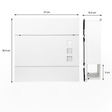 ECD Germany Standbriefkasten Designbriefkasten Briefkastenanlage Postkasten, Mit Zeitungsfach Anthrazit 120cm Kasten Weiß 37x105x365cm Edelstahl