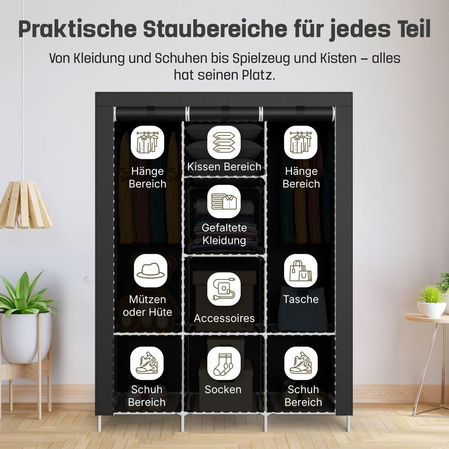 Toomoke Stoffschrank Stoffschrank Kleiderschrank 170 × 130 × 45 cm (Faltsch günstig online kaufen