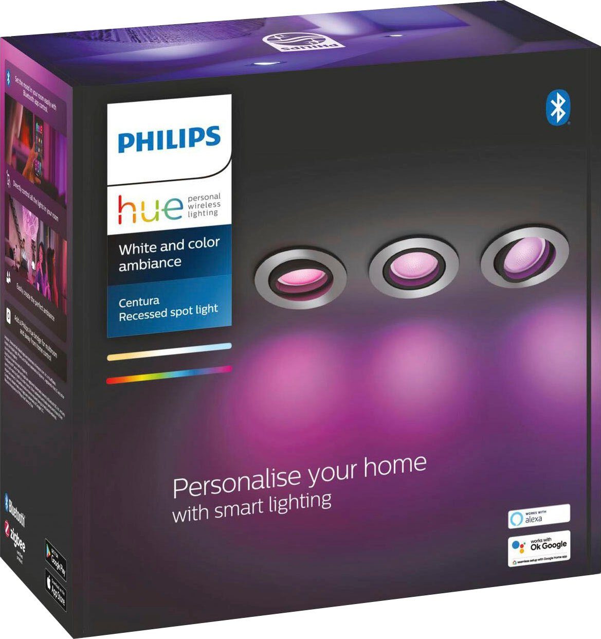 Philips Hue LED Flutlichtstrahler Centura, Dimmfunktion, Farbwechsler Leuchtmittel wechselbar