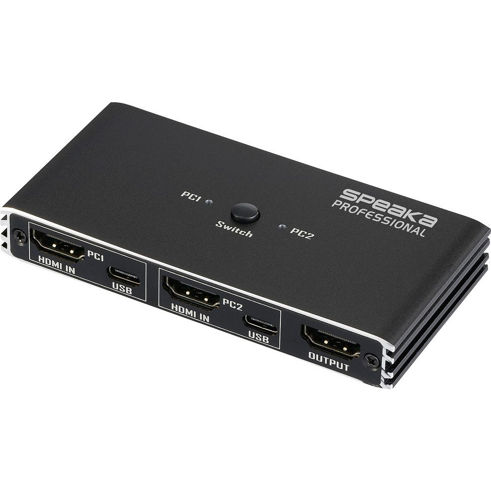 SpeaKa Professional SpeaKa Professional HDMI 2.0 Slim KVM 2X1 USB2.0 +IR, Black HDMI-Swit Adapter
