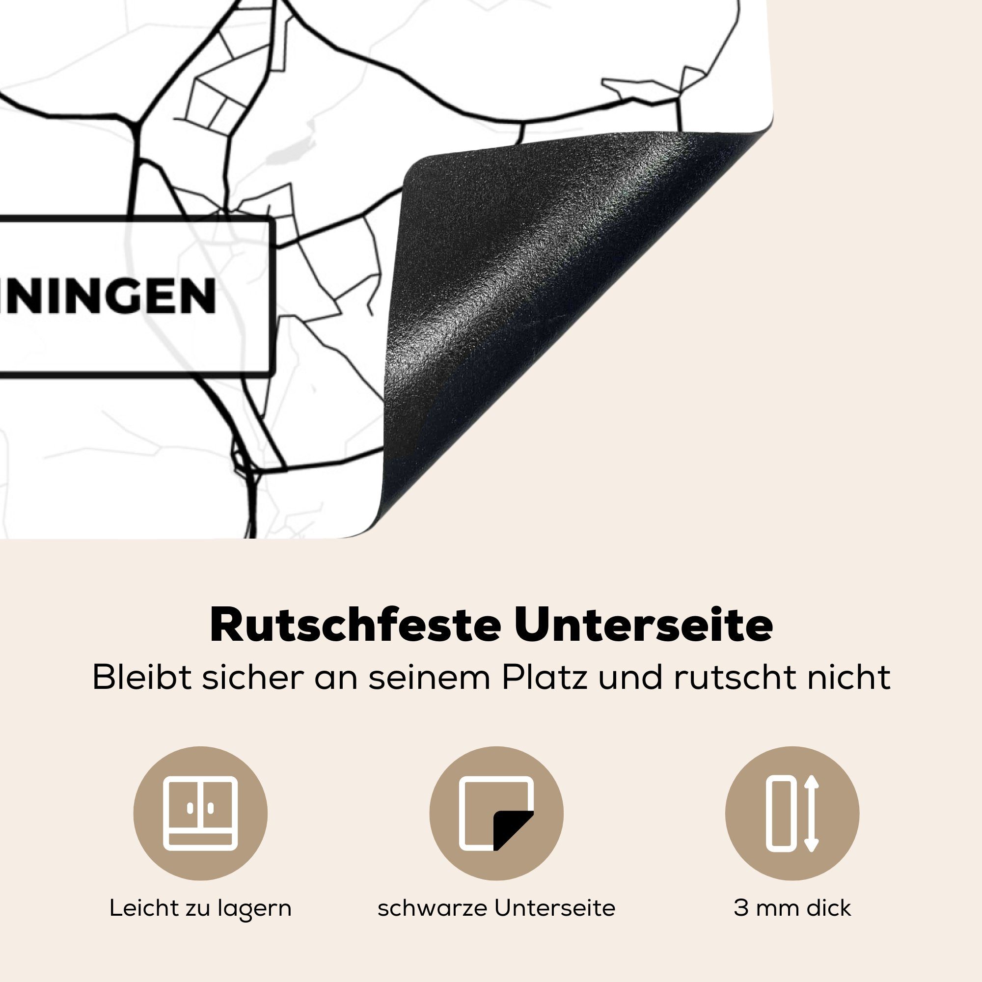 Stadtplan Vinyl, MuchoWow Herdblende-/Abdeckplatte - küche Karte Villingen-Schwenningen, Arbeitsplatte 78x78 - Ceranfeldabdeckung, (1 für tlg), cm,