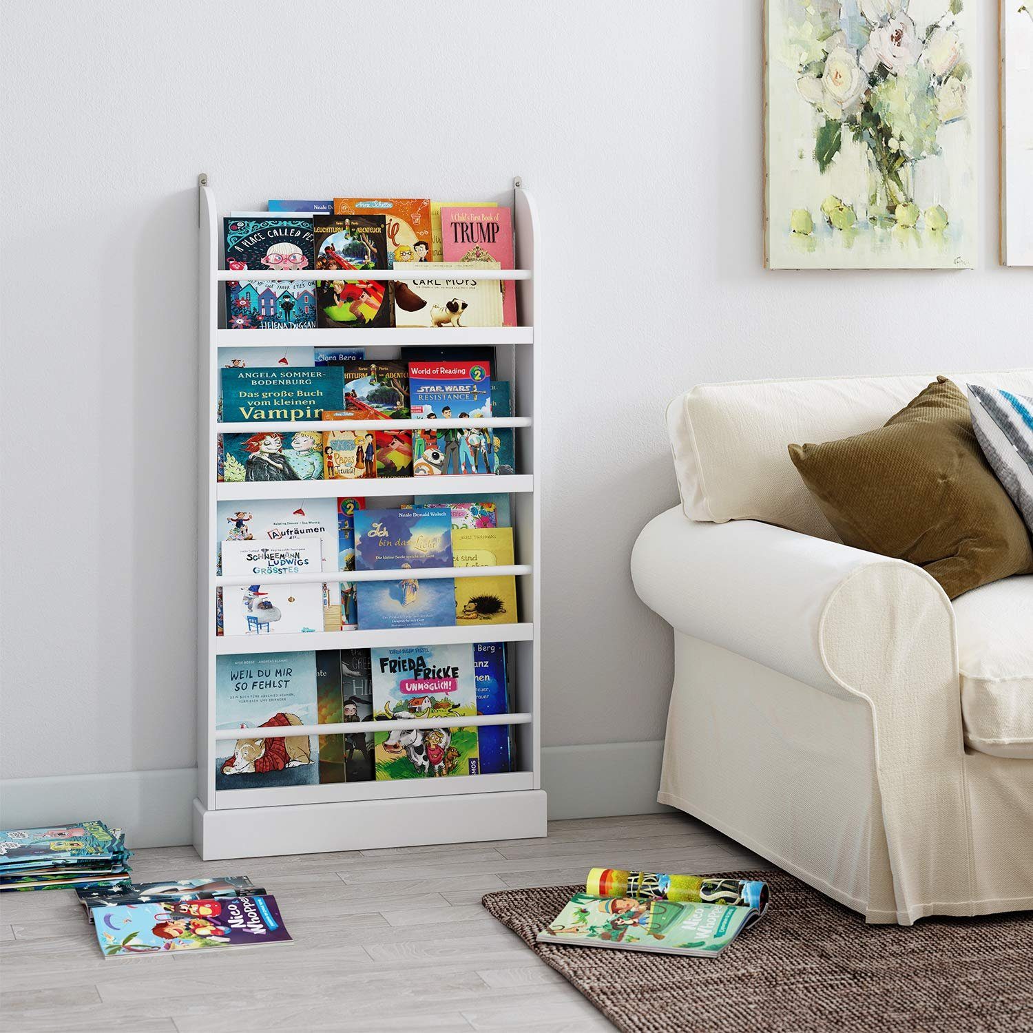 Homfa Bücherregal, Kinderregal mit 4 Ablagen, Wandregal für Bücher und  Deko, Zeitschriften, Kinderzimmer online kaufen | OTTO
