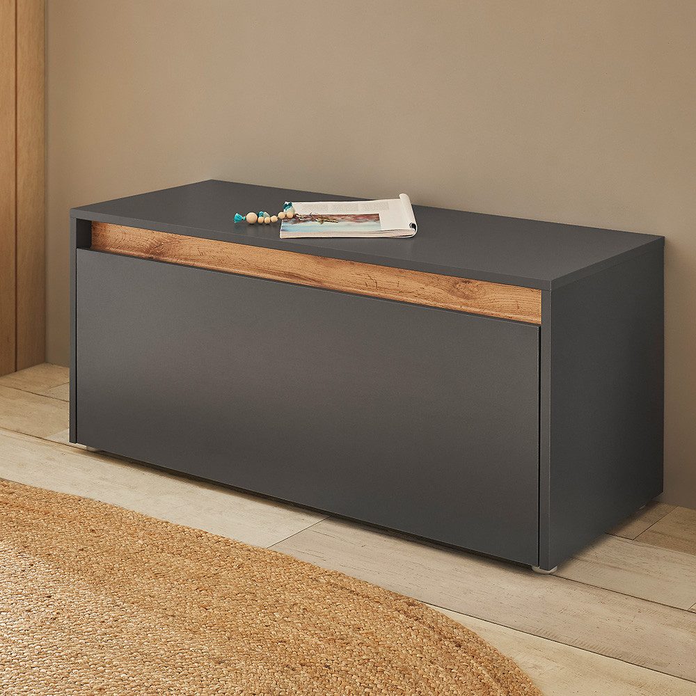 Lomadox Schuhbank CRISP-61, in anthrazit mit Wotan Eiche Nb., 1 Klappe, 100 cm breit