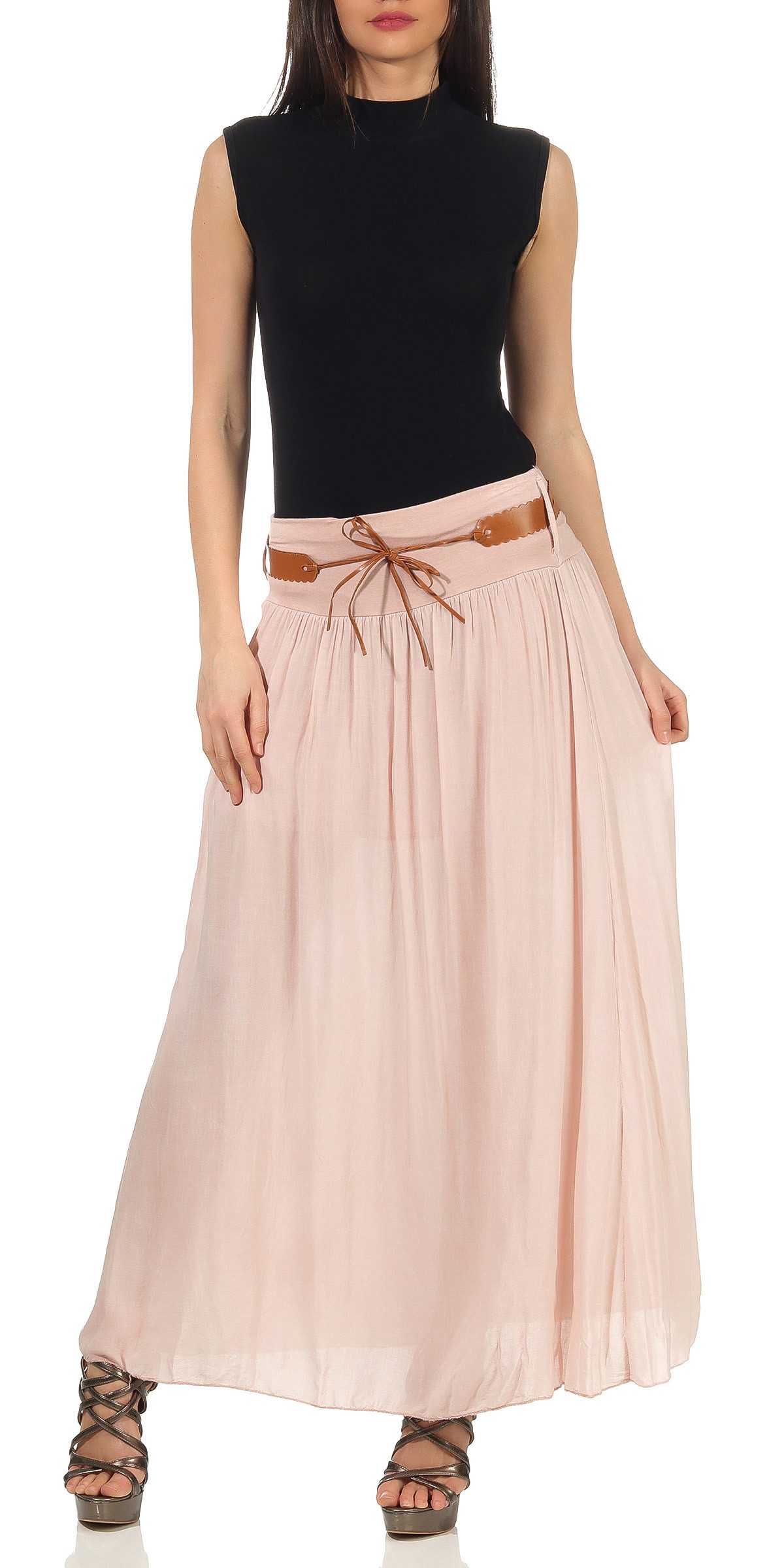 CLEO STYLE Maxirock Damen Rock 102 Rosa günstig online kaufen