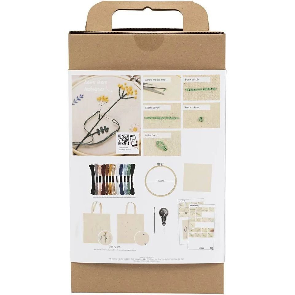 creativ company Kreativset Starter Set Sticken, Blumen-Beutel