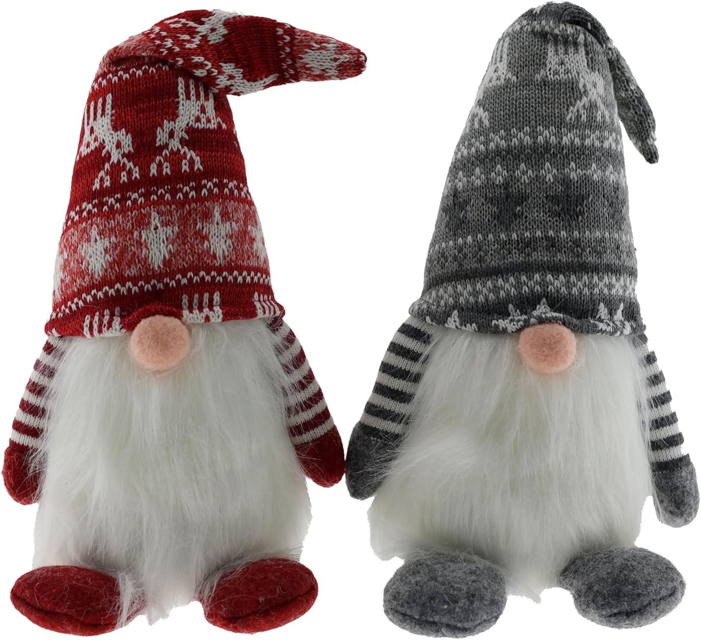 hausleben Wichtel Set 25 cm (2 St), Deko Wichtel Rot & Grau mit Bart