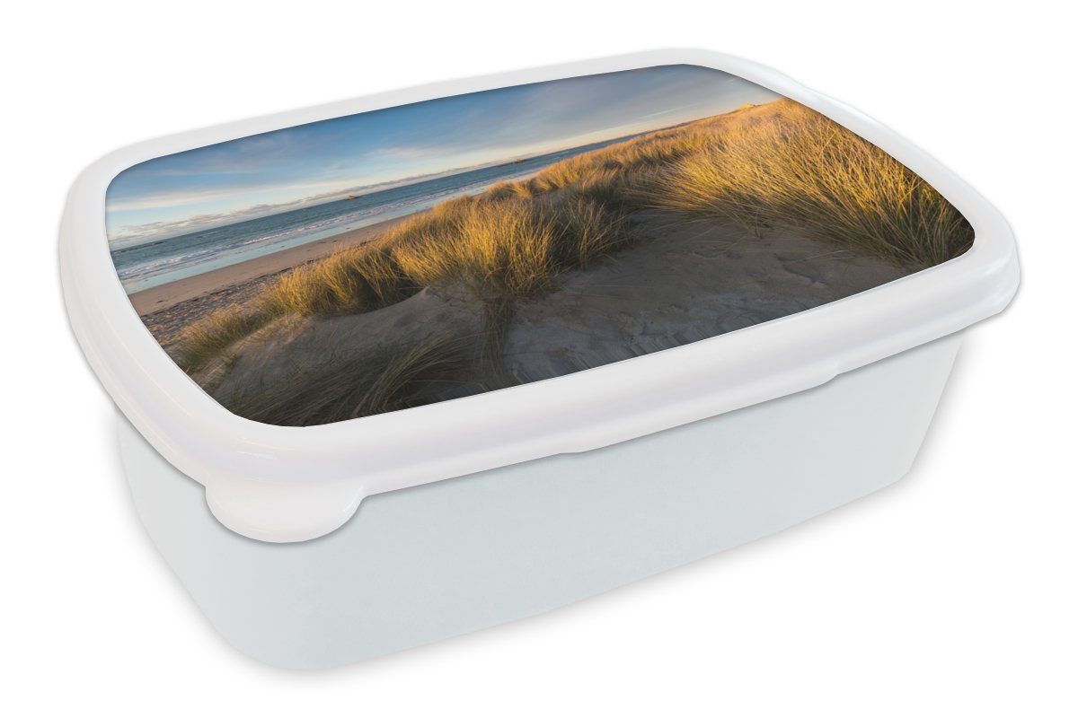 Erwachsene, Kinder und Düne Brotbox Lunchbox Kunststoff, MuchoWow Mädchen Meer, Brotdose, (2-tlg), Strand - für weiß - und Jungs für