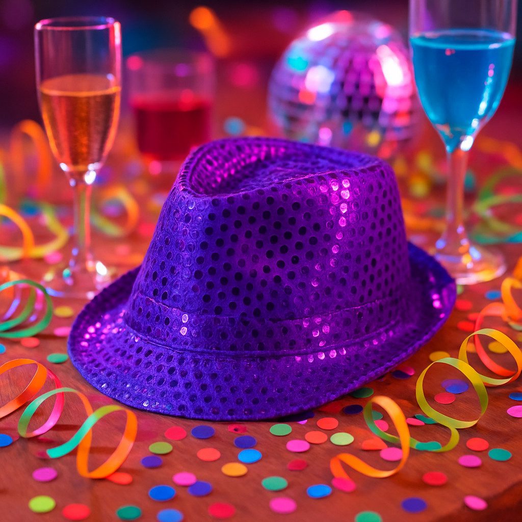 Folat Filzhut Glitzer Pailletten Partyhut für Damen & Herren Kostümaccessoire Funkelnd, leicht, vielseitig