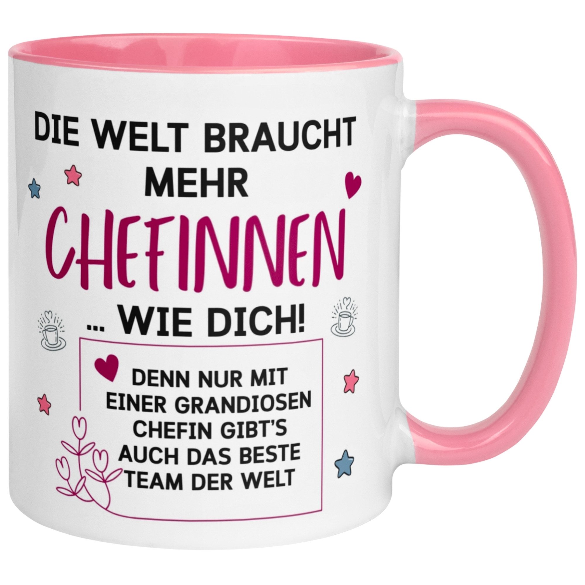Momentals Tasse Chefin – „Die Welt braucht mehr Chefinnen wie Dich“ – Geschenk Becher, Gratis Versand · Links-&Rechtshänder · Spülmaschinenfest