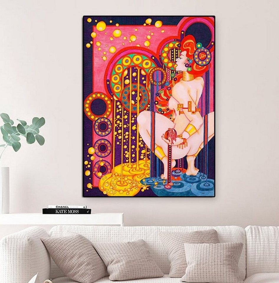 TPFLiving Kunstdruck (OHNE RAHMEN) Poster - Leinwand - Wandbild, Gustav  Klimt - Abstrakte Farben und Figuren - (Motiv in verschiedenen Größen),  Farben: Rot, Gelb, Blau - Größe: 20x30cm