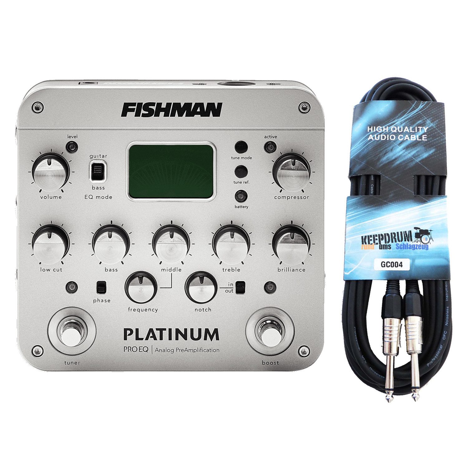 Fishman Akustikgitarre Fishman PRO-PLT-201 Platinum Pro EQ Vorverstärker mit Kabel, Vorverstärker, Analog, vielseitig