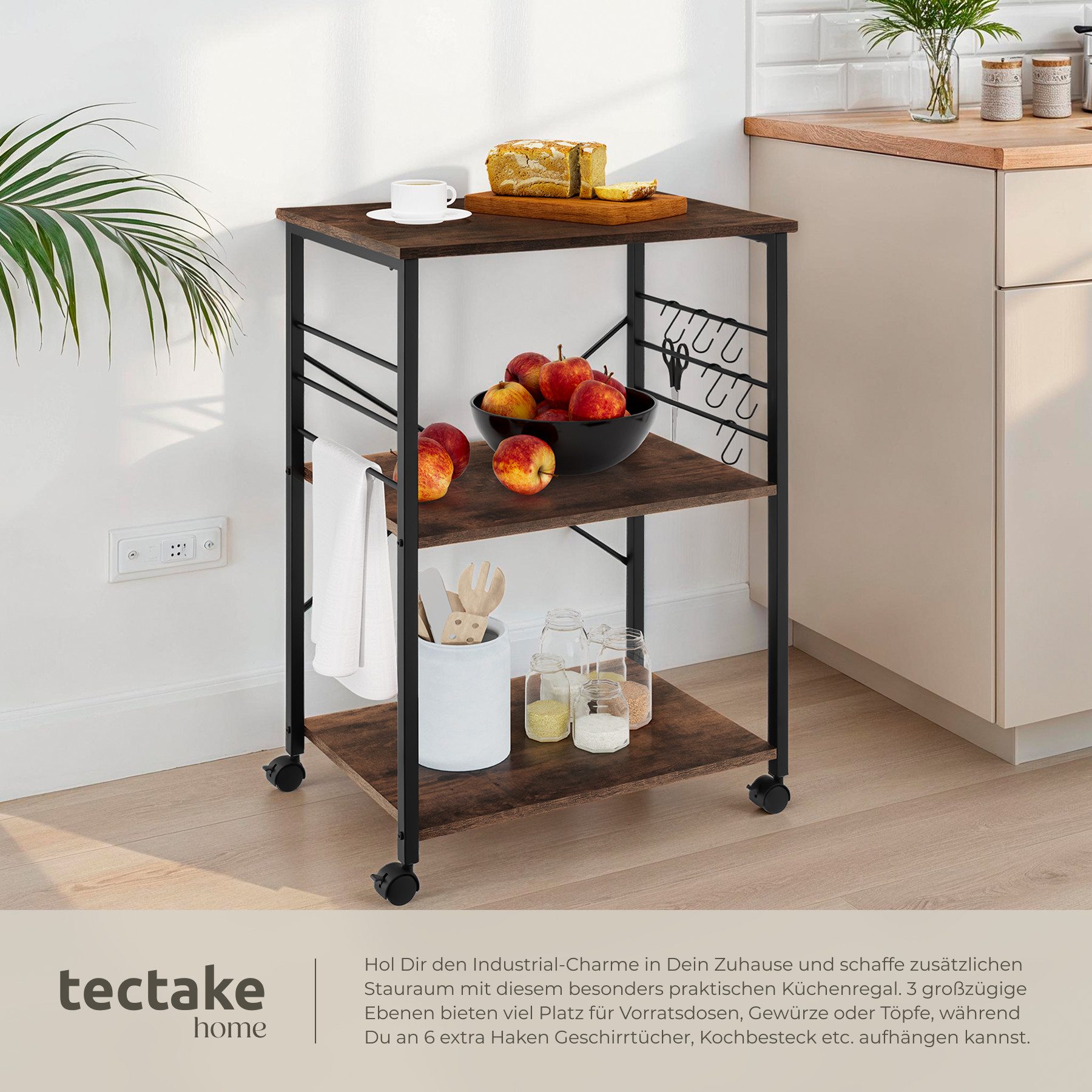 tectake Servierwagen Rugby, Industrial Style