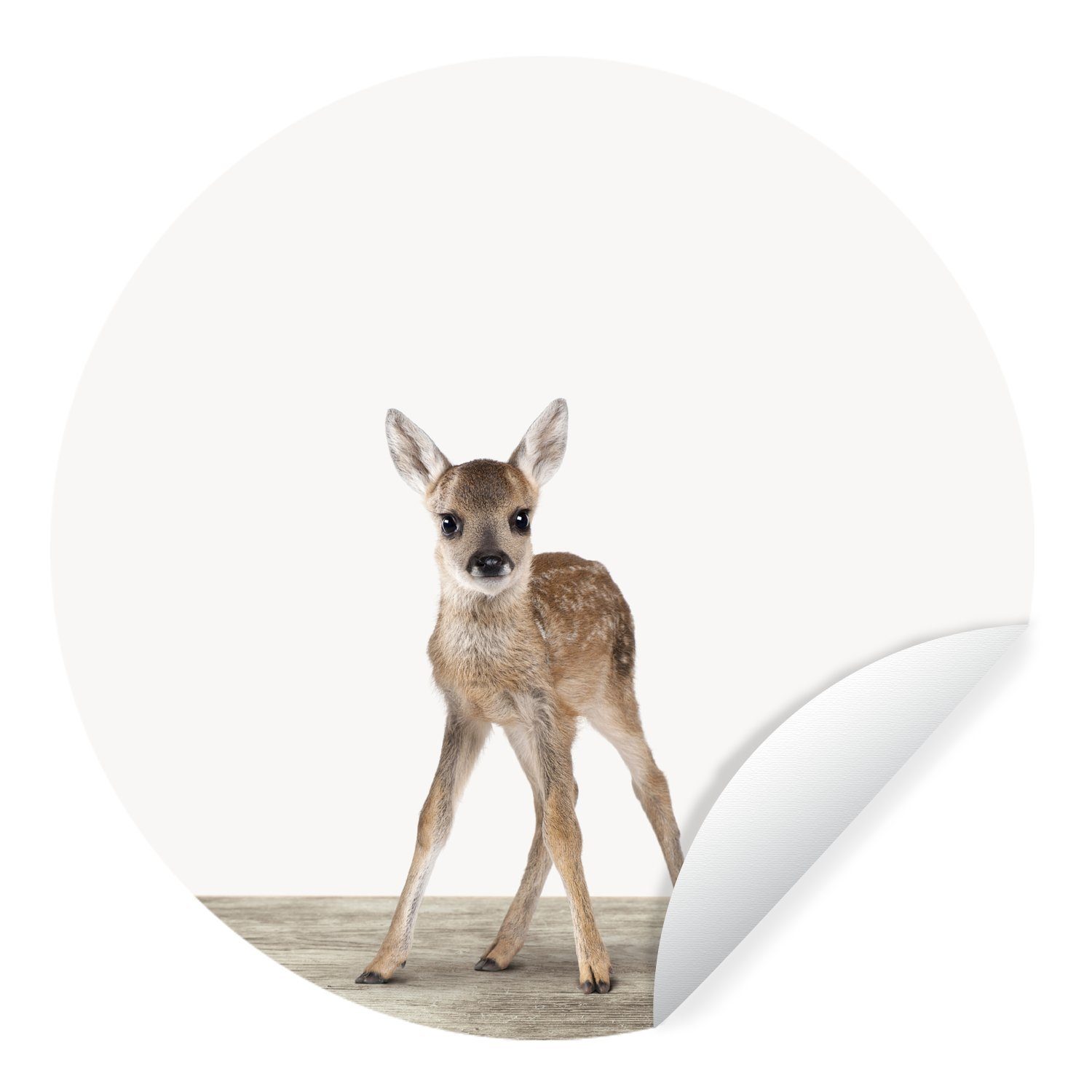 MuchoWow Wandsticker Tiere - Hirsche - Baby (1 St), Tapetenkreis für Kinderzimmer, Tapetenaufkleber, Rund, Wohnzimmer