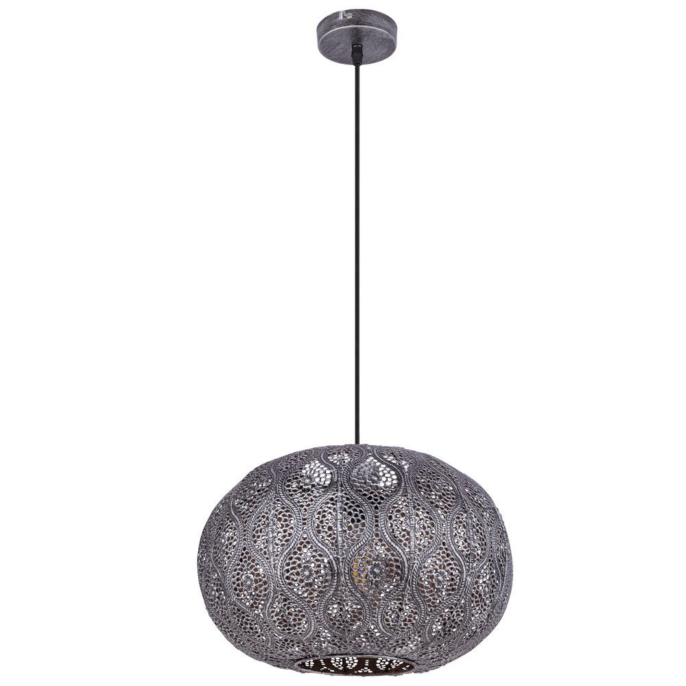 GLOBO LIGHTING Pendelleuchte, Leuchtmittel inklusive, Warmweiß, Pendellampe Esstischleuchte Orientalisch silber rund LED warmweiß
