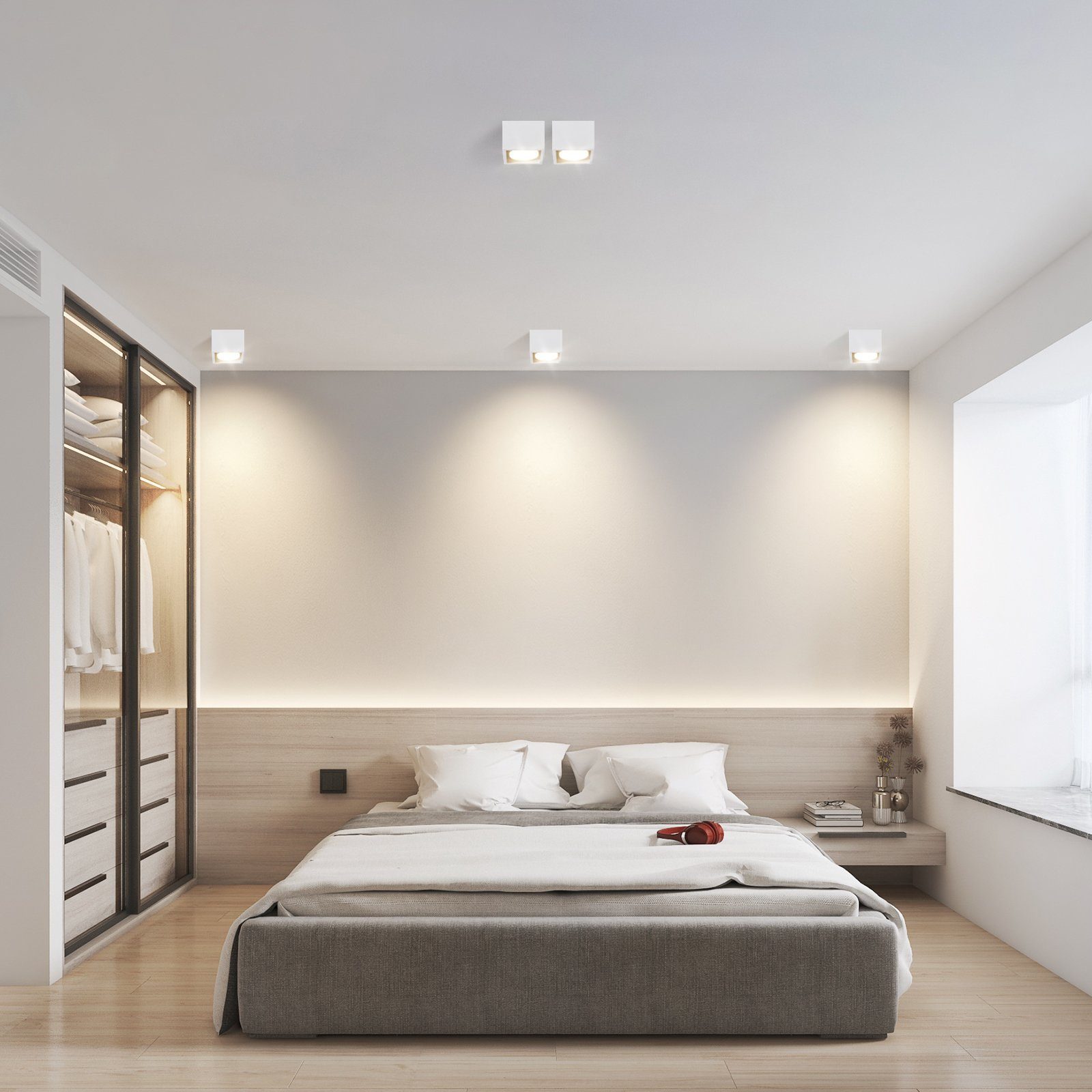GX53 ZMH für Küche, LED fest Modern Deckenspots Weiß - Deckenleuchte Deckenleuchte 3000k, 1Flammig LED Spots Deckenstrahler Schwenkbar, Eckig integriert, Aufbauleuchte Warmweiß