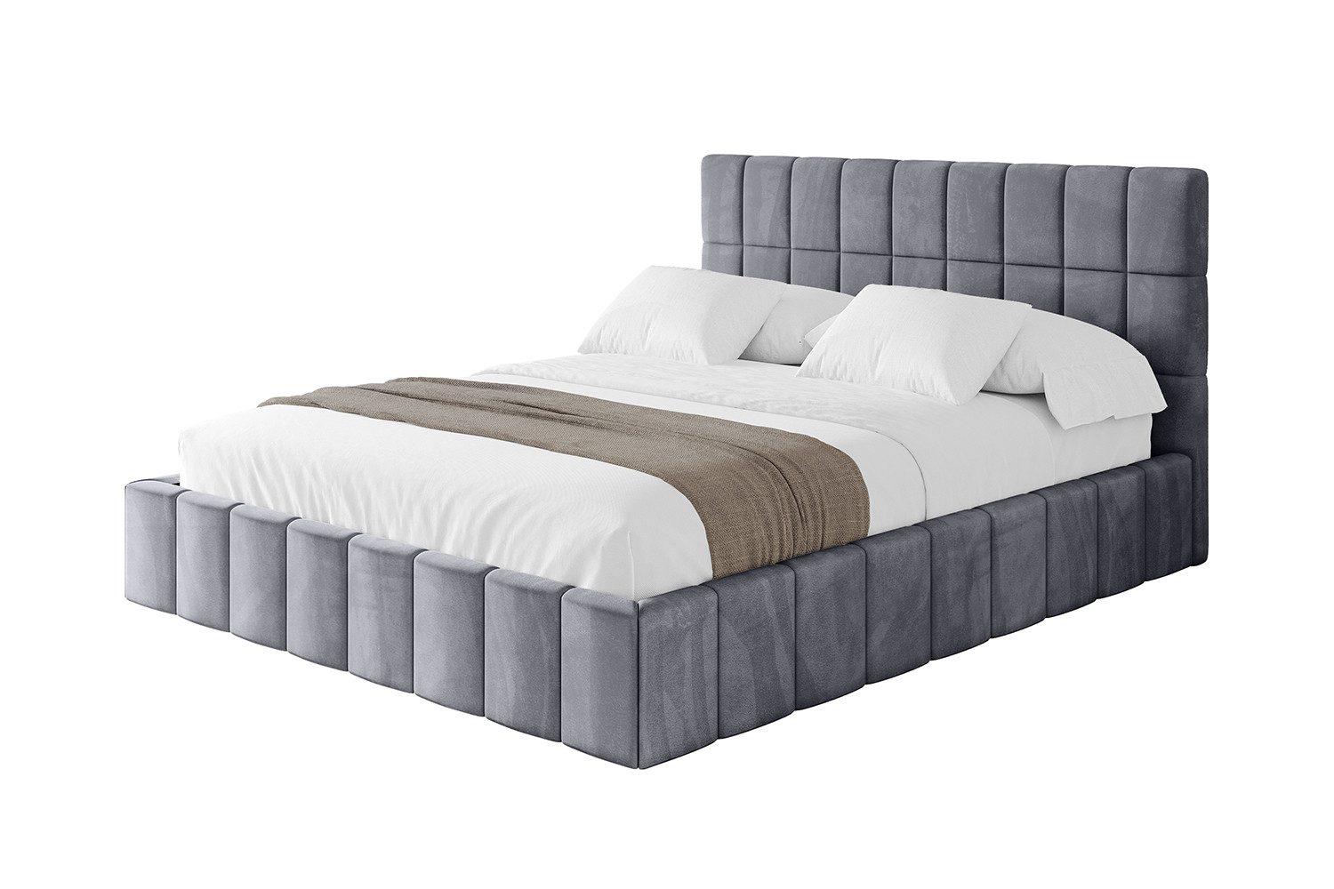 ALTDECOR Polsterbett AMEA (Polsterbett mit Bettkasten und Lattenrost, Boxbett mit Matratze), Doppelbett mit Stauraum, Bett mit Kopfteil
