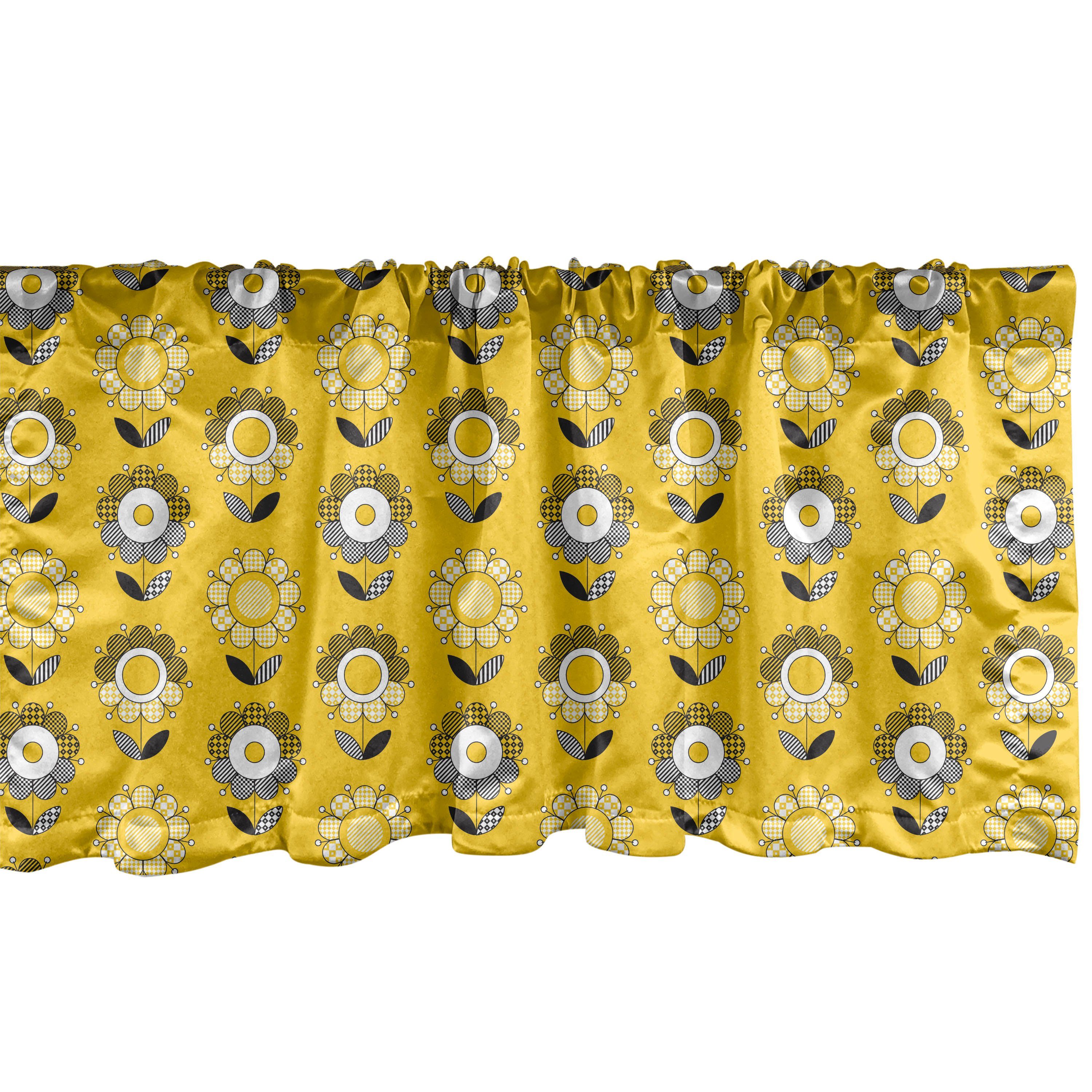 Scheibengardine Vorhang Volant Garden Schlafzimmer für Stangentasche, mit Floral Microfaser, Dekor Küche Spring Sunflowers Abakuhaus