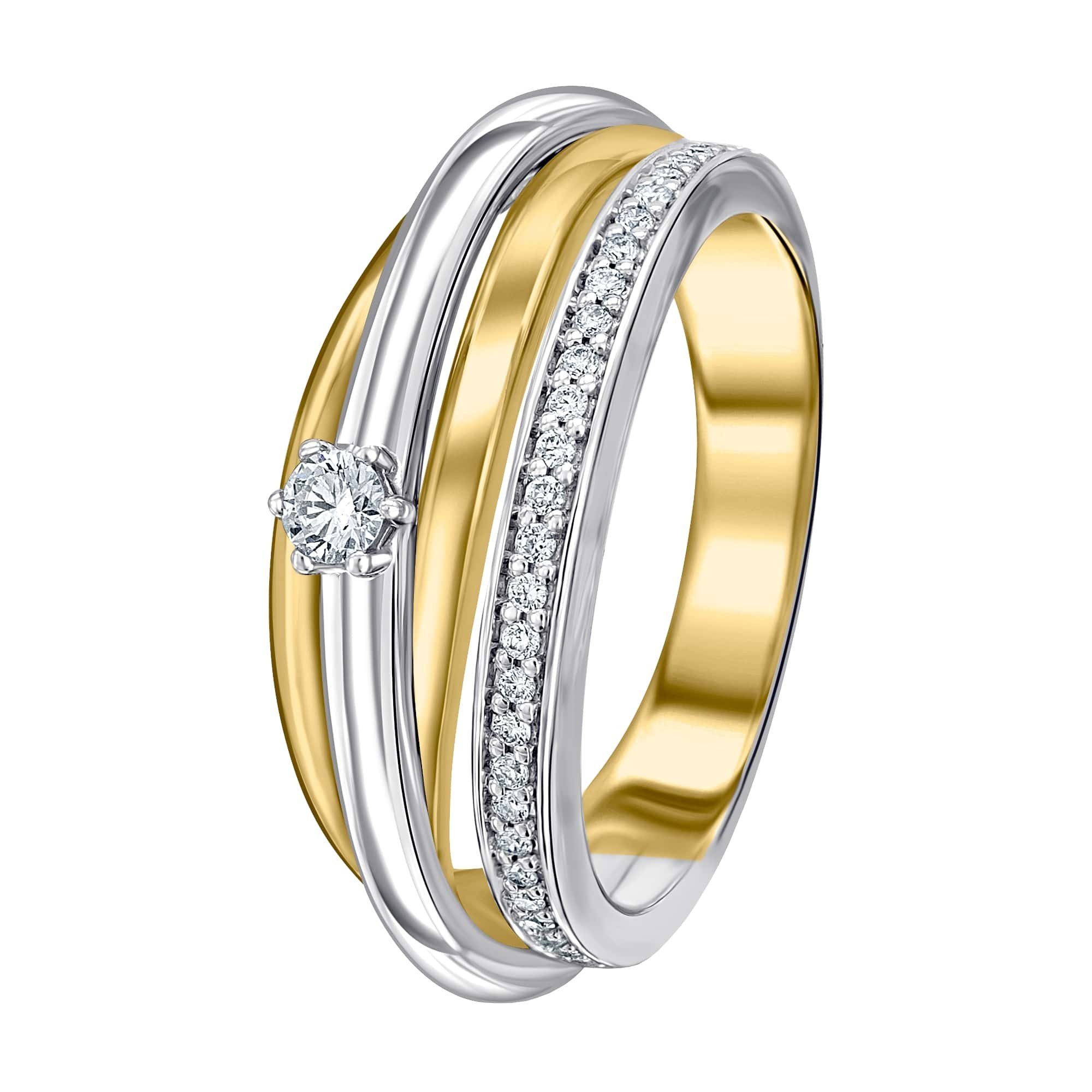 ONE ELEMENT Diamantring 0,18 ct Diamant Brillant Ring aus 585 Gelbgold, Damen Gold Schmuck | Goldringe