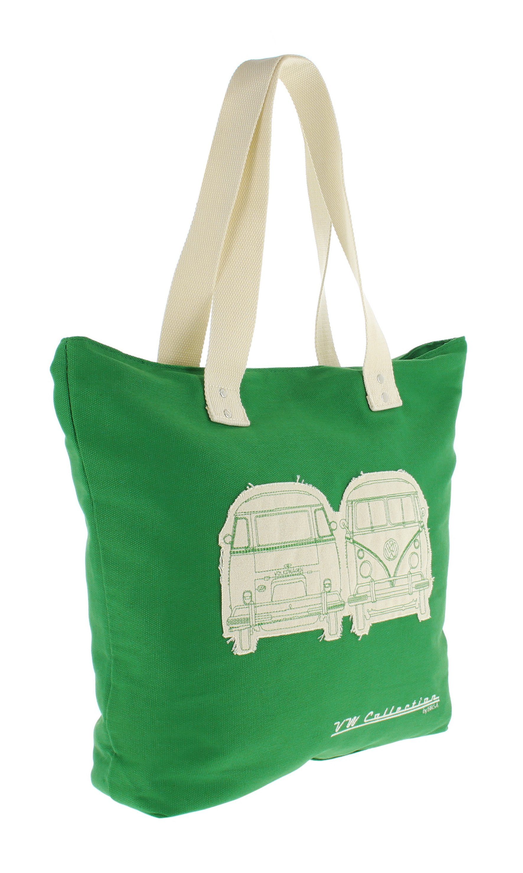 VW Collection Bulli Grün 17 Bus in by Silhouette BRISA Einkaufsshopper mit l, Motive Wiederverwendbare Volkswagen T1 Canvas-Einkaufs-Tüte-Strand-Tasche