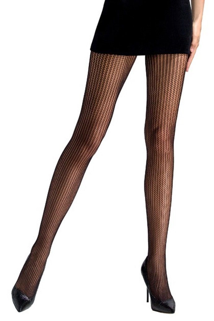 Passion Feinstrumpfhose Strumpfhose in schwarz gestreift Nylon elastisch 20 DEN (1 St)