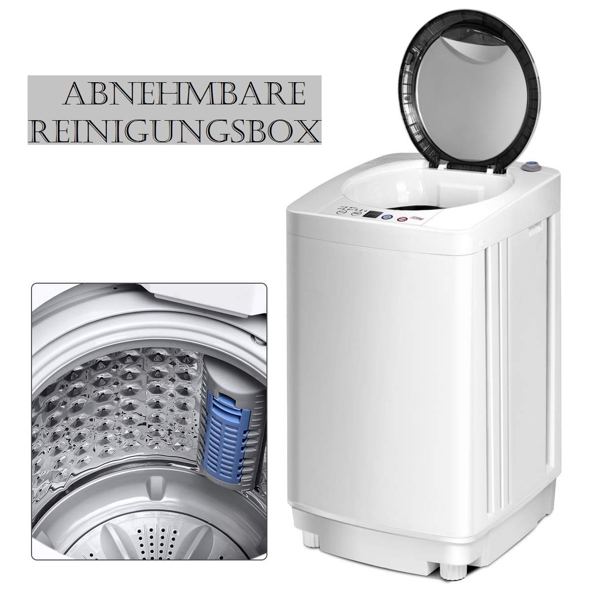 COSTWAY Waschmaschine Toplader XQB35-1508, 3.5 kg, 730 U/min, 240W, Trockner