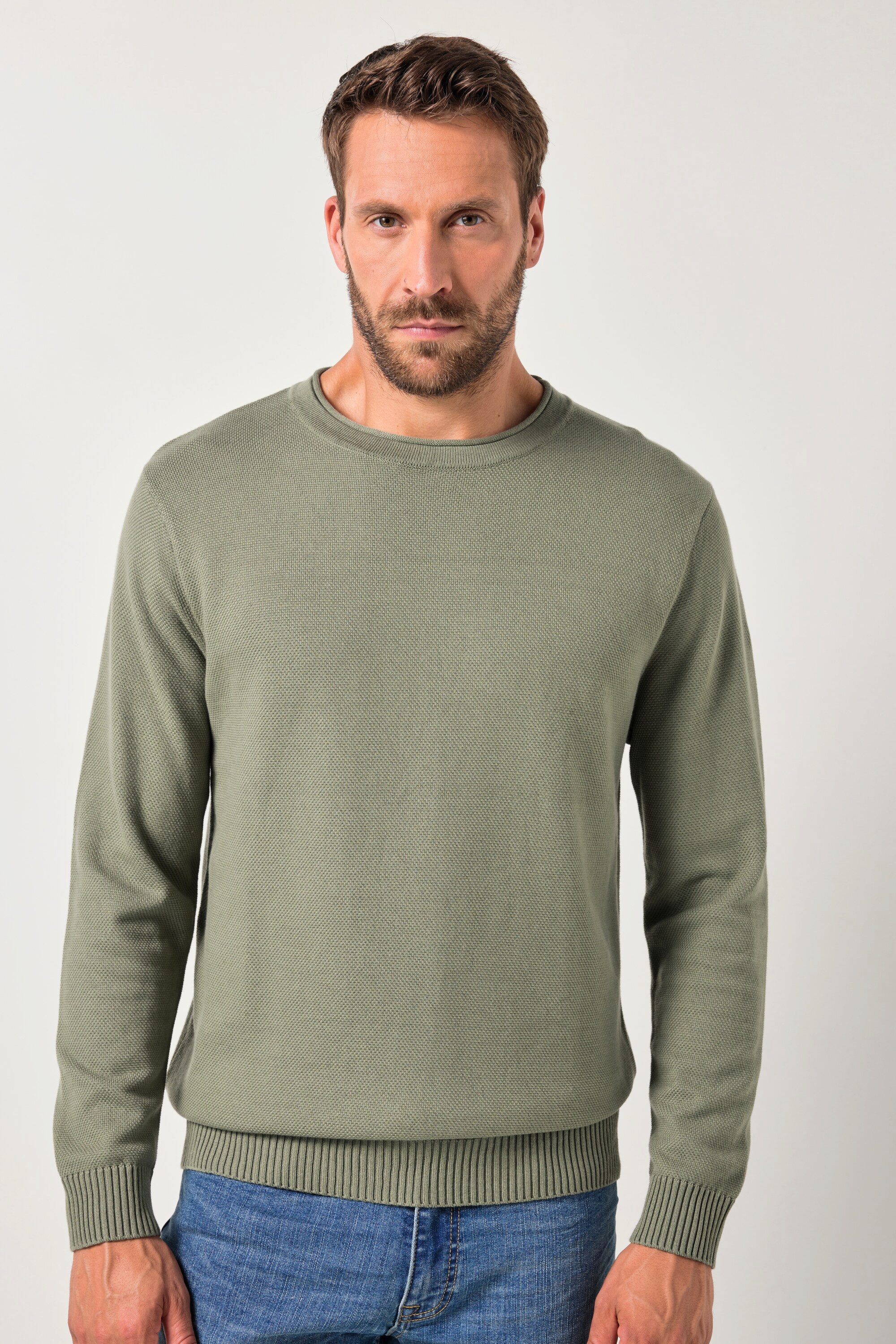Rundhalspullover Pullover recycelte Materialien Strukturstrick