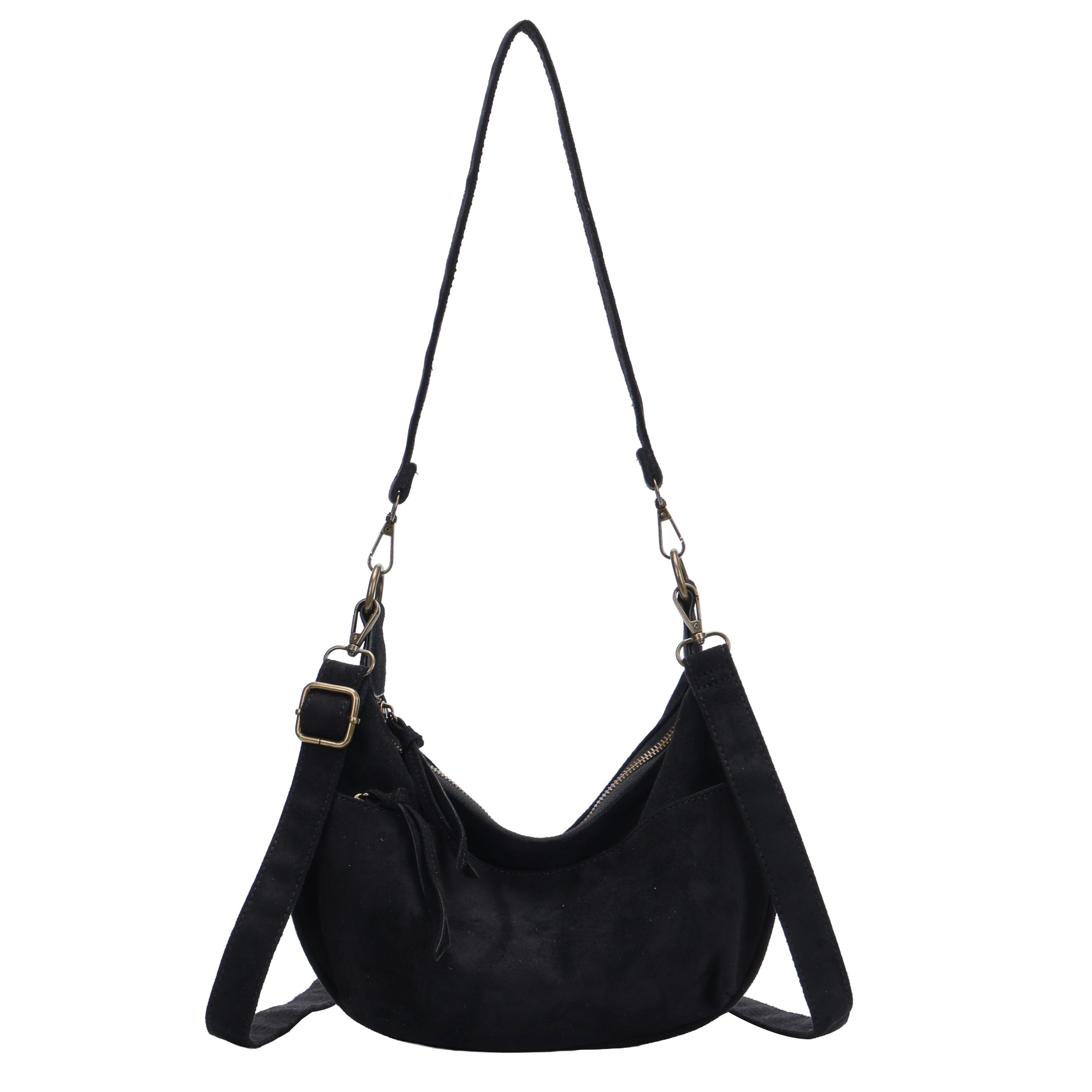 MIRROSI Umhängetasche Damen Hobo Bag Wildleder-Optik Schultertasche (mit Reißverschluss, verstellbarem Riemen, ca. 31 x 10 x 18 cm), Neue Kollektion Herbst/Winter 2026