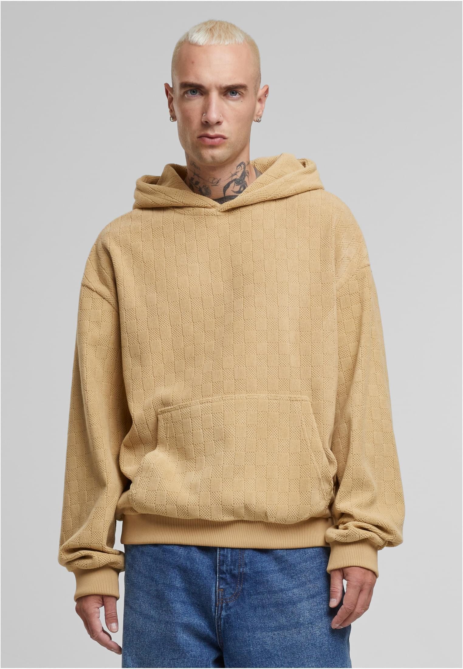 URBAN CLASSICS Kapuzenpullover Jaquard Velvet Suit Herren Kapuzenpullover
