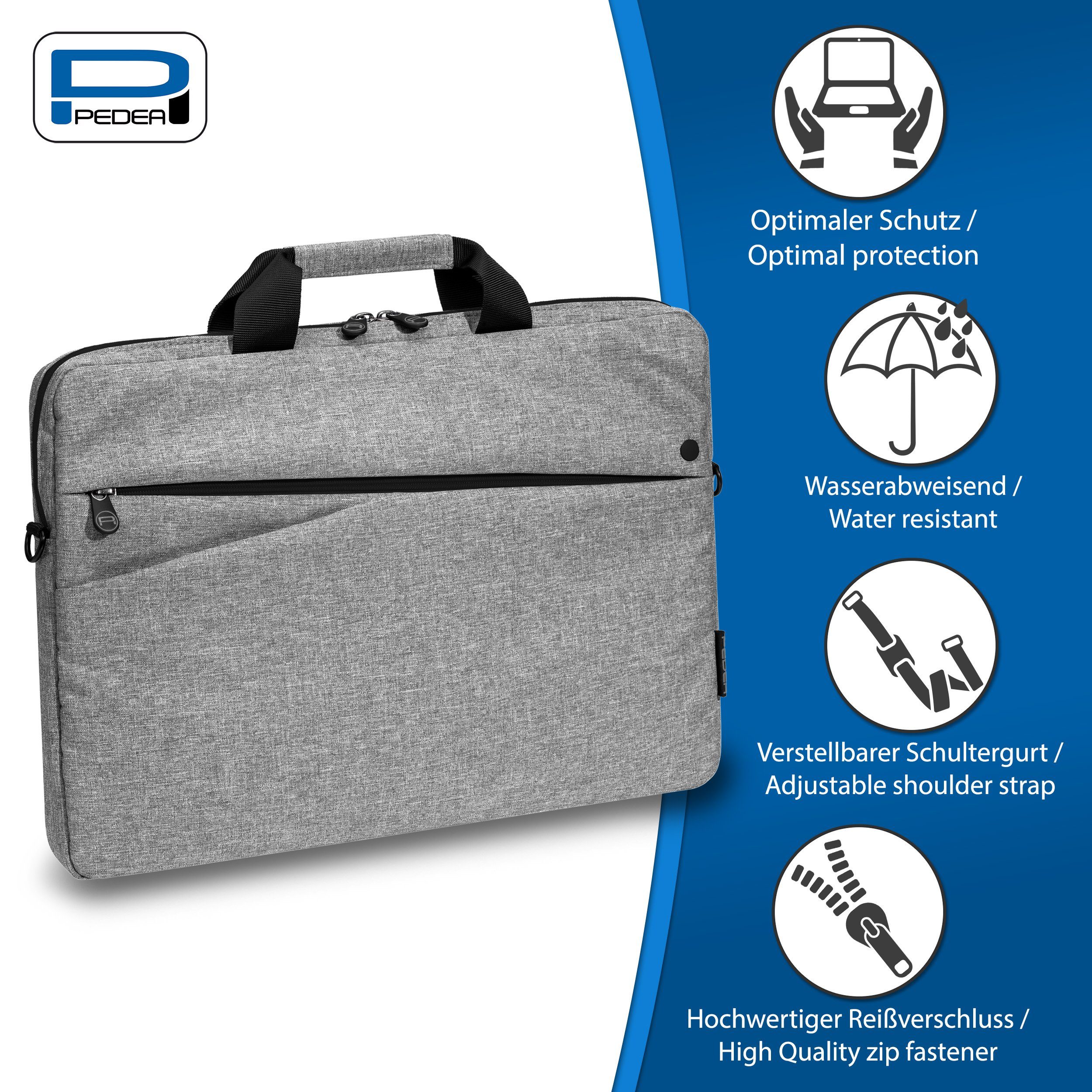 PEDEA Laptoptasche FASHION Umhängetasche mit Polsterung 13,3 / 15,6 / 17,3 Zoll, Umhängetasche mit dicken Polsterung und fleeceartigem Innenfutter – Bild 2 von 5