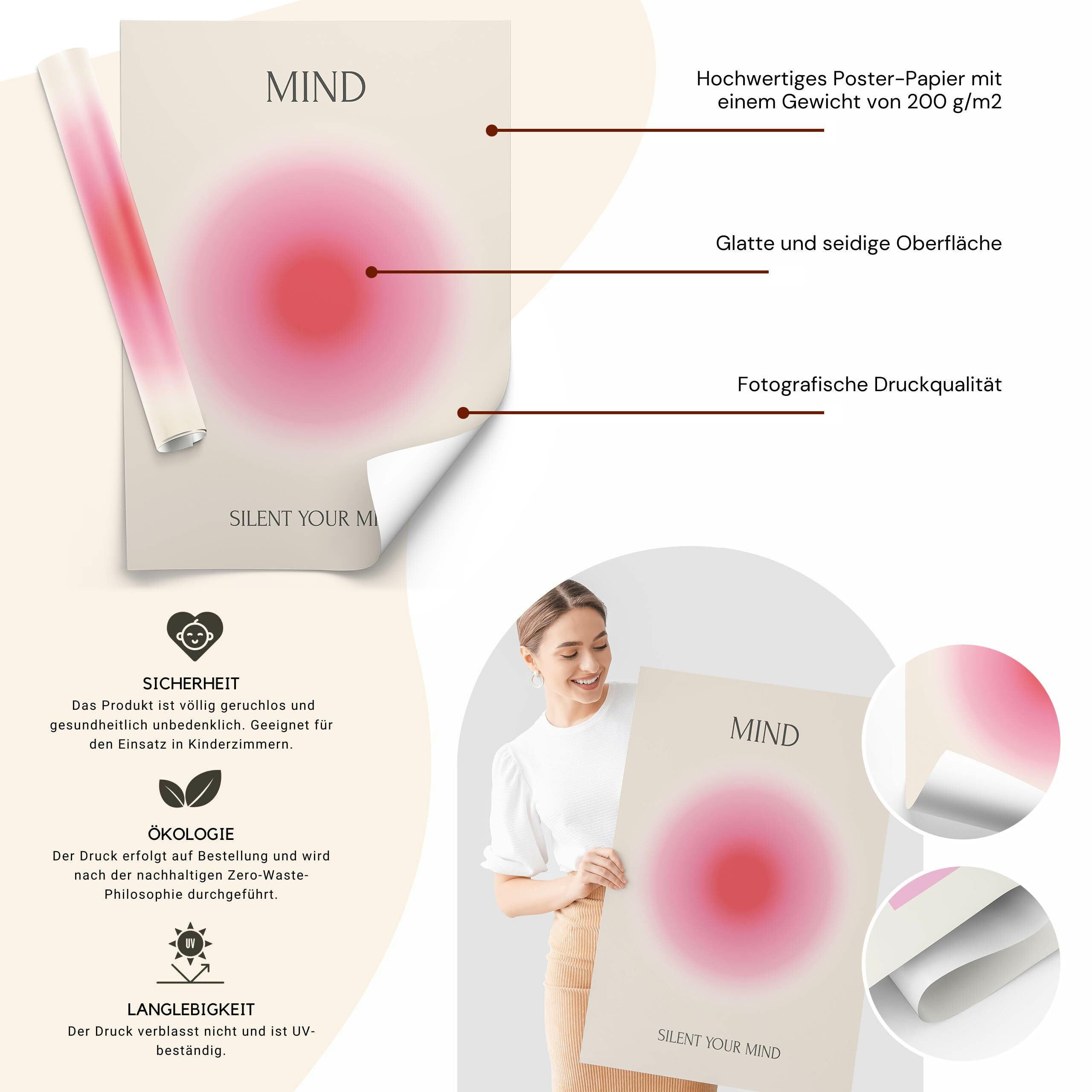 Muralo Poster Abstrakt – 4er-Set Poster Wandbild Kunstdruck Wohnzimmer Schlafzimmer, Abstrakt (Set, 3 St), Aura, 4er-Set 21 x 30 cm, ohne Rahmen – Bild 4 von 5