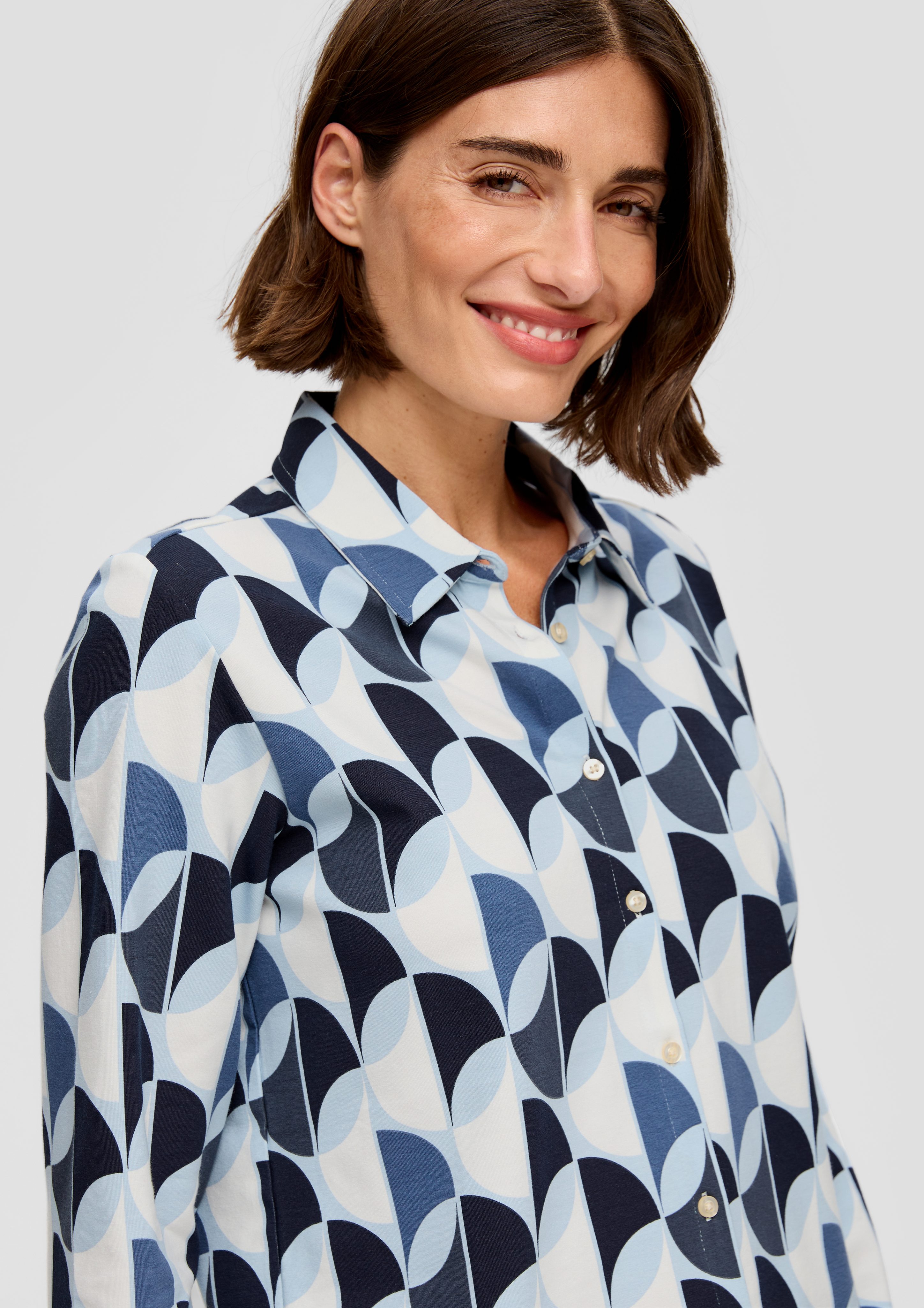 s.Oliver Langarmshirt Elastische Hemdbluse aus Jersey günstig online kaufen