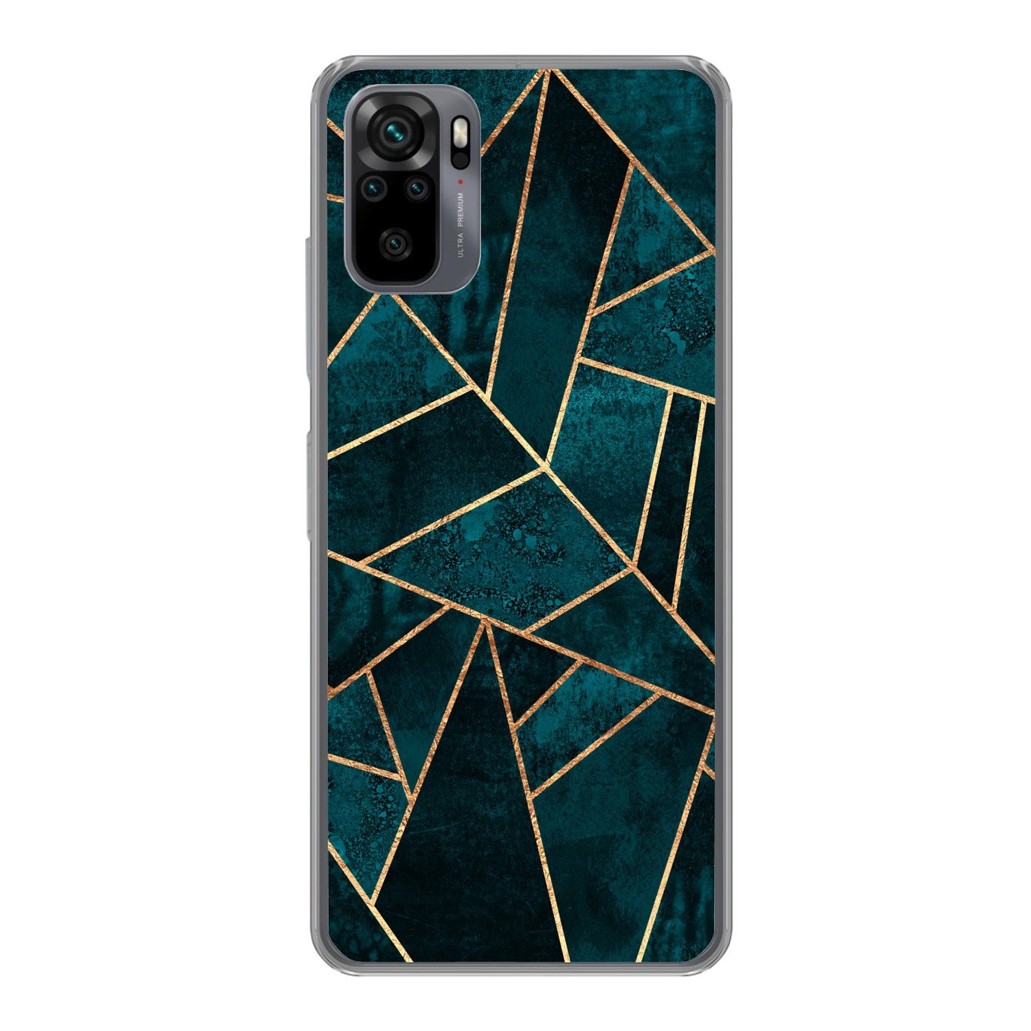 MuchoWow Handyhülle für Xiaomi Redmi Note 10 Steine - Gold - Luxus - Muster - Abstrakt, Phone Case, Silikon, Schutzhülle Dünn