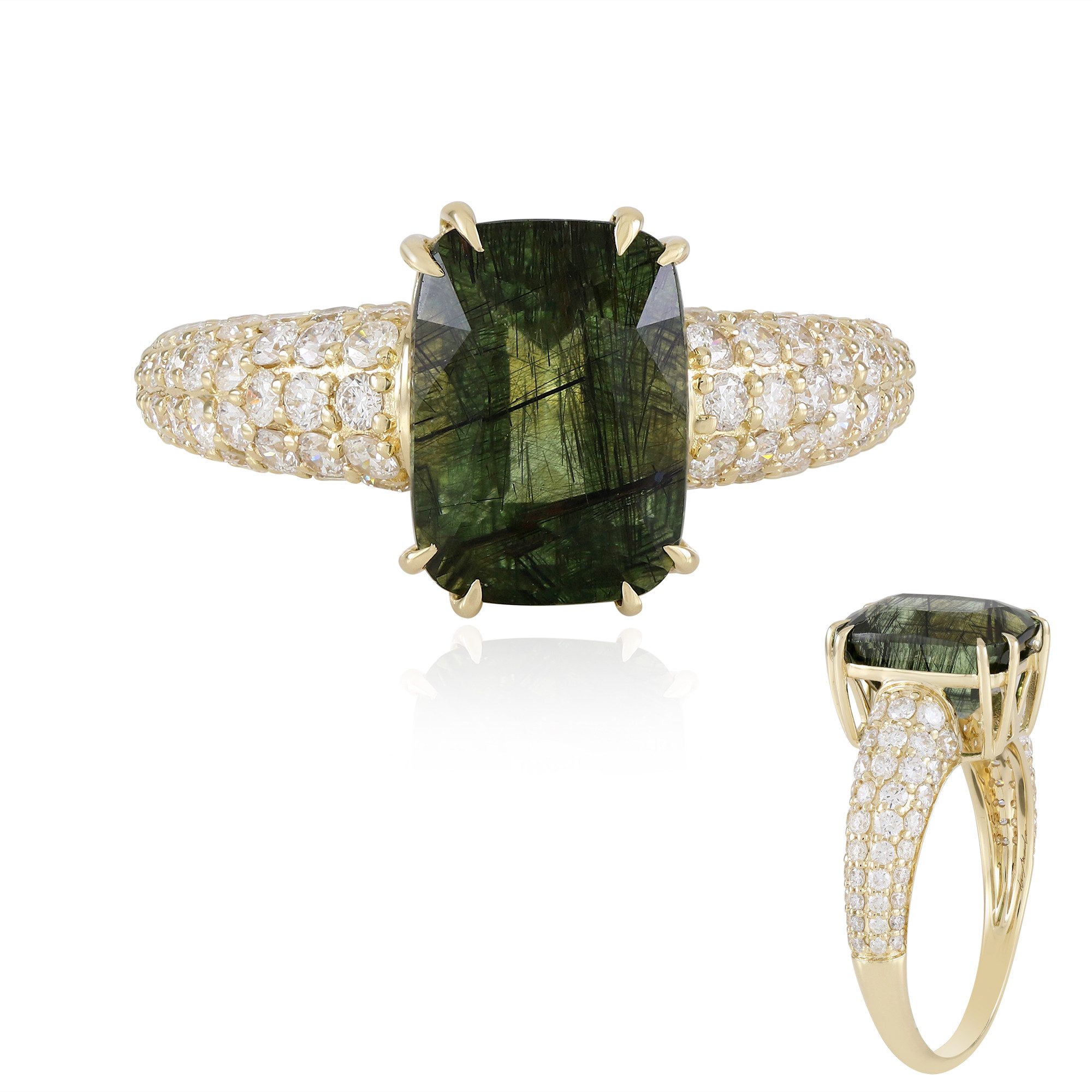 Cavill Diamantring Ludwigit-Peridot-Goldring, 585er Gold, 5,812 Karat (1-tlg)