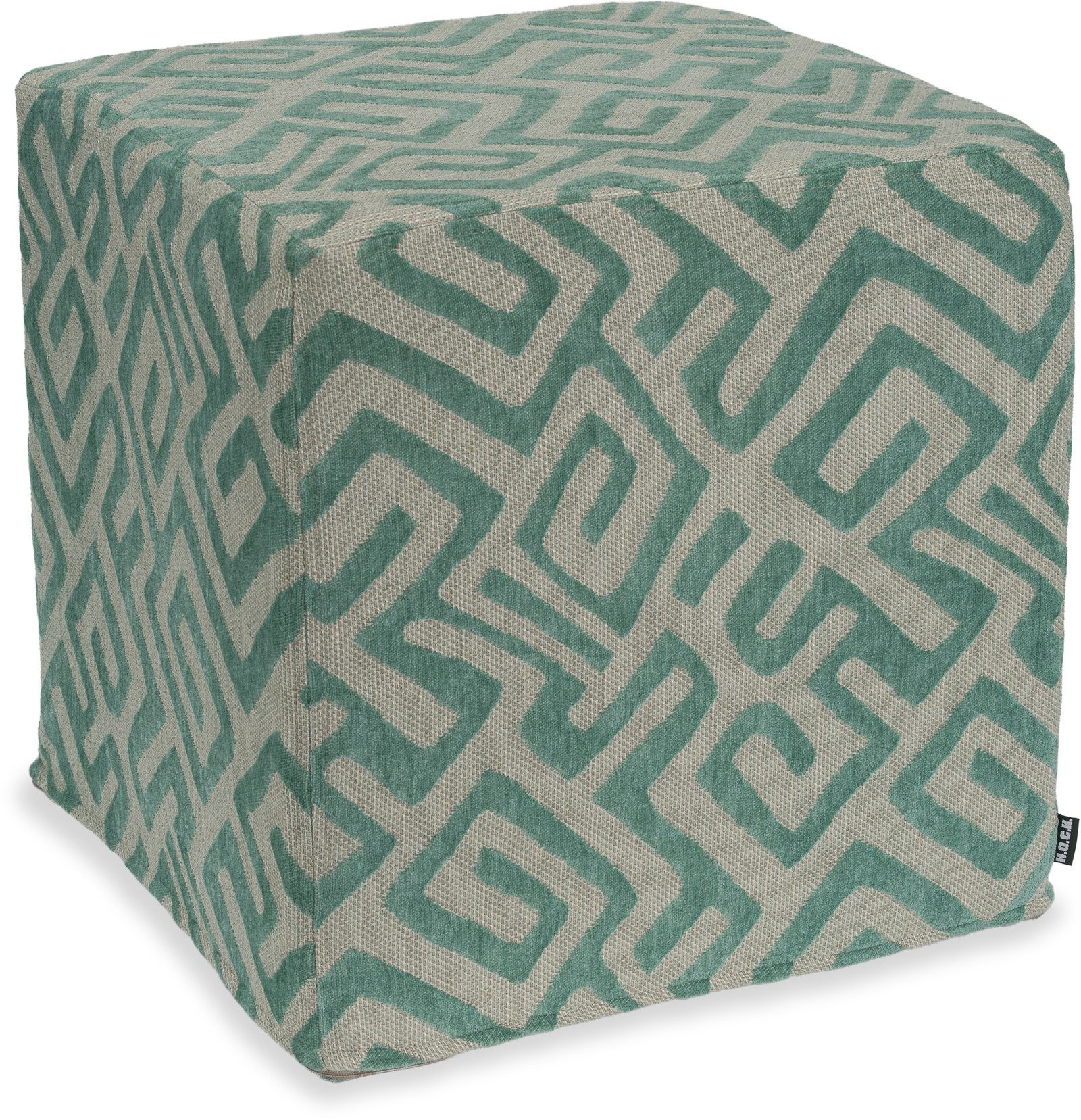 H.O.C.K. Sitzhocker H.O.C.K. Naira Hocker Cube eckig 45x45x45cm gemustert col. 3 türkis, Hocker, Barhocker & Sitzhocker, Pouf, Badhocker, Wohnzimmer Hocker
