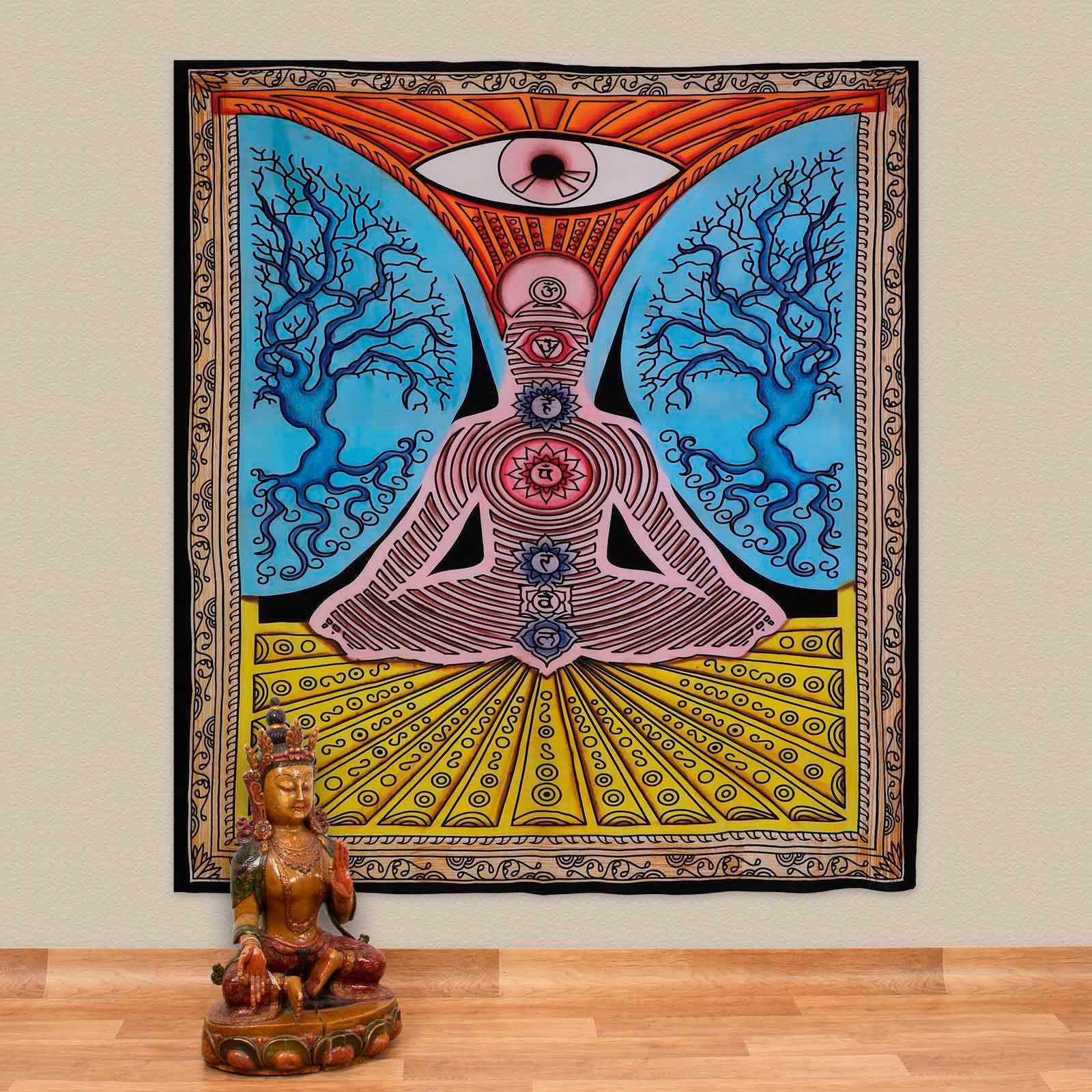 KUNST UND MAGIE Wandteppich Tagesdecke Wandbehang Deko Yoga Meditation UV Aktiv ca 200x235cm
