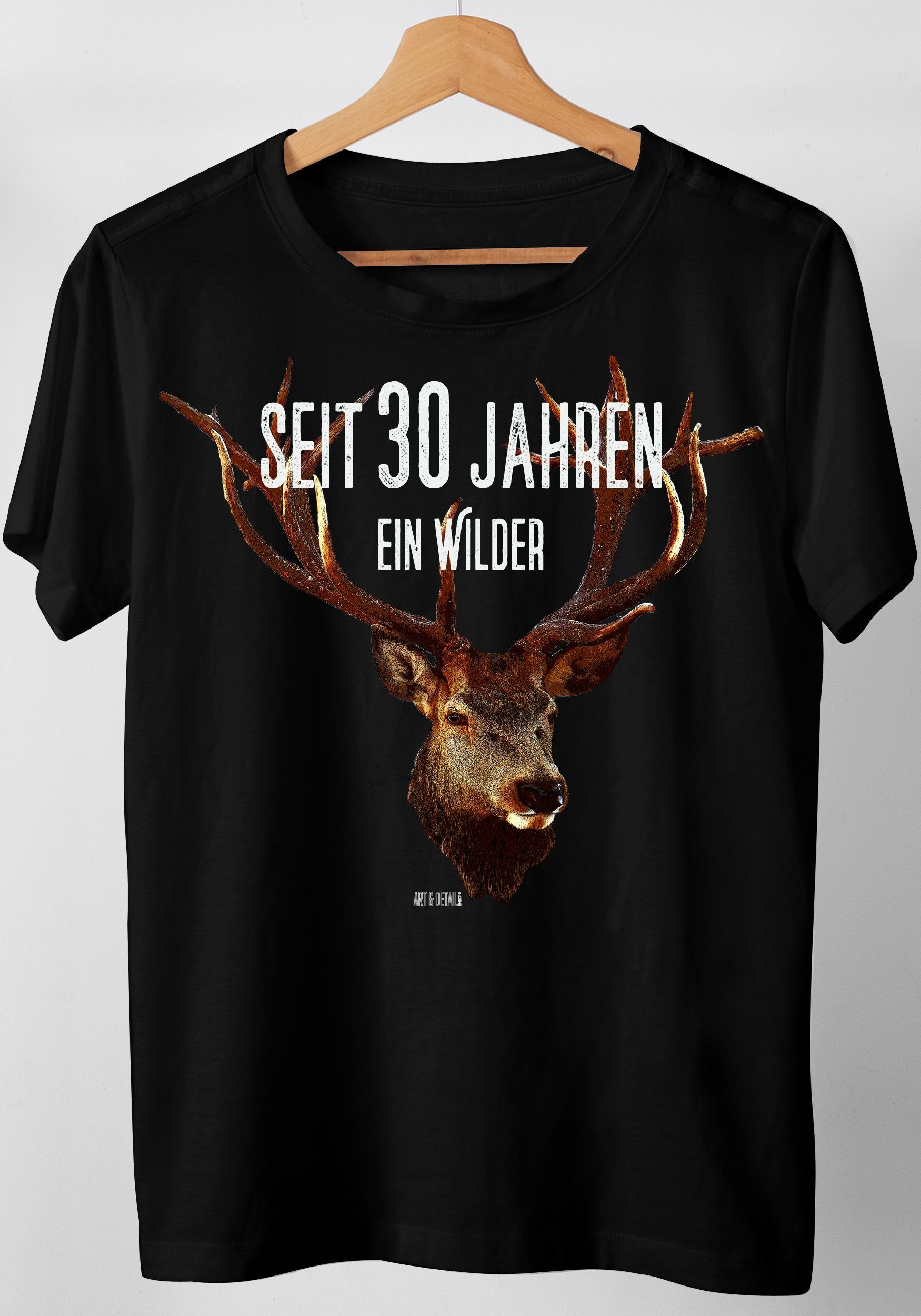 Art & Detail Shirt ein seit Geburtstag Jahren 80, ... 40, T-Shirt 30 Hirsch Wilder Jahreszahlen, 50, 70, Hirsch Jahre 60, Geschenk, Schwarz 30