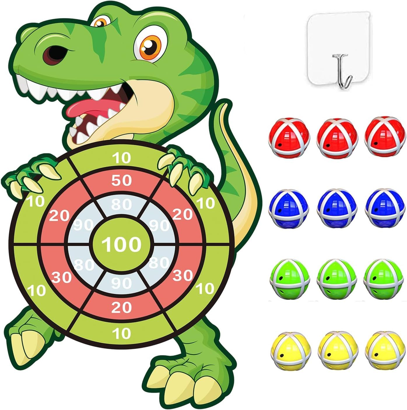 FELIXLEO Spielfigur Dinosaurier Spielzeug 76cm Dartscheibe Klett Bälle Wurfspiel Kinder, (1-tlg)