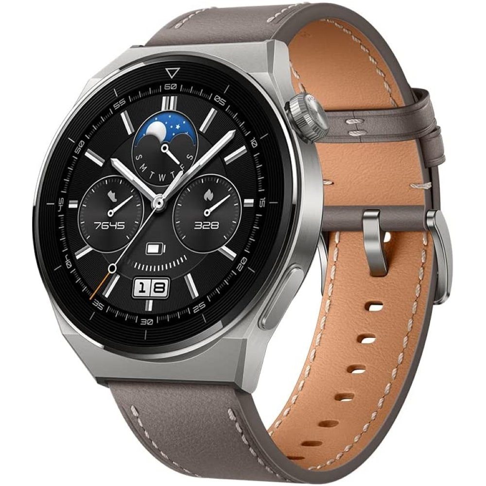 mm Huawei 3 - gray leather Pro 46 Smartwatch GT Watch Smartwatch - grau Titanium