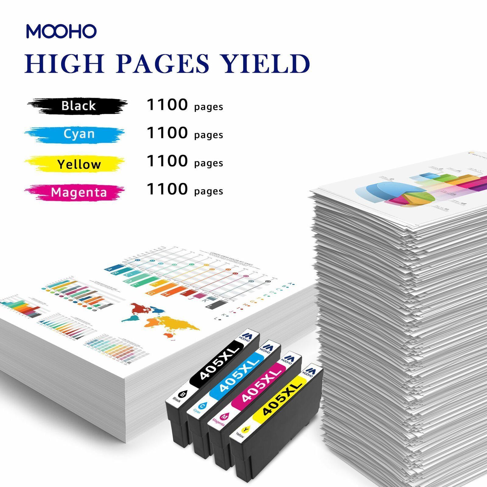 MOOHO 4er/5er/8er/10er XXL 405XL Druckerpatronen für EPSON 405 XL Multipack Tintenpatrone (WorkForce Pro WF-7310DTW WF-7830DTWF WF-7835DTWF WF-7840DTWF WF-3820DWF, WF-3825DWF WF-4820DWF WF-4825DWF WF-4830DTWF)