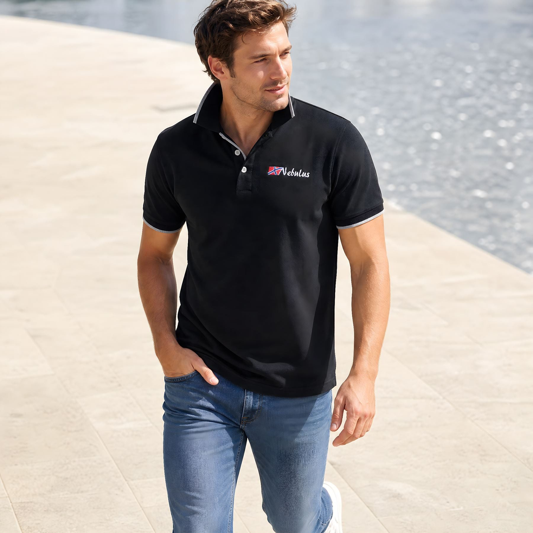 Nebulus Poloshirt LASTONE, P6751 - Herren, schwarz-grau, XXL