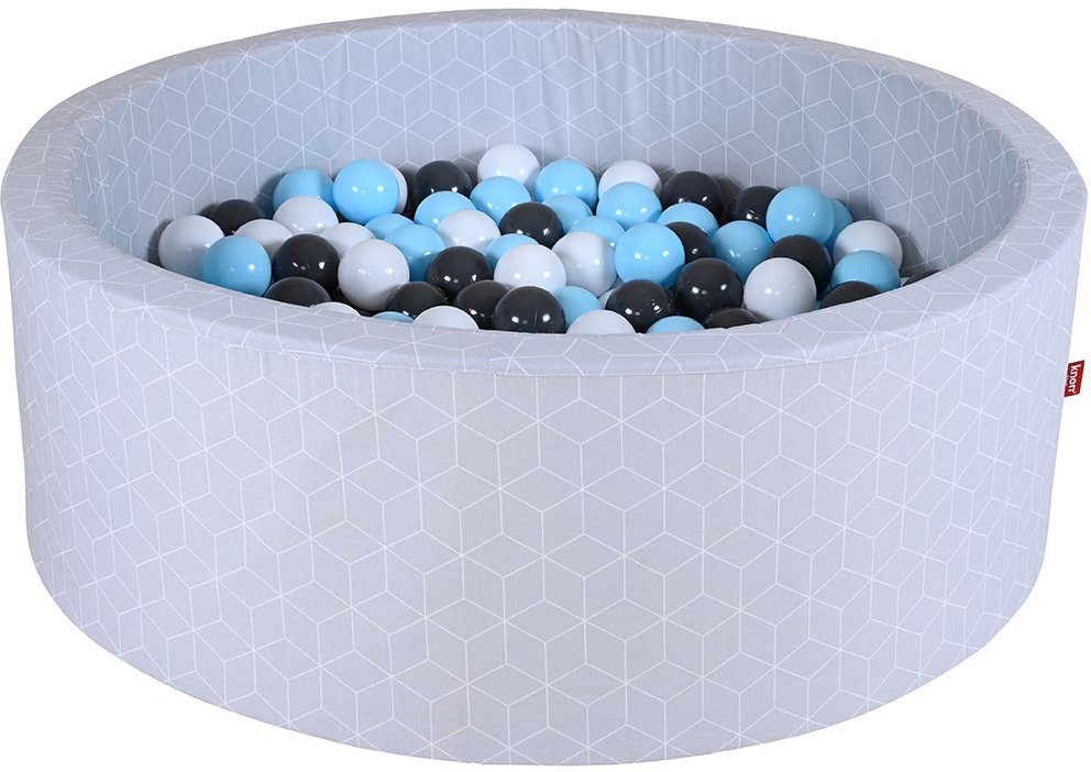 Geo, Bällebad Made Europe Knorrtoys® in Cube & Grey, 300 Bälle creme/Grey/lightBlue;