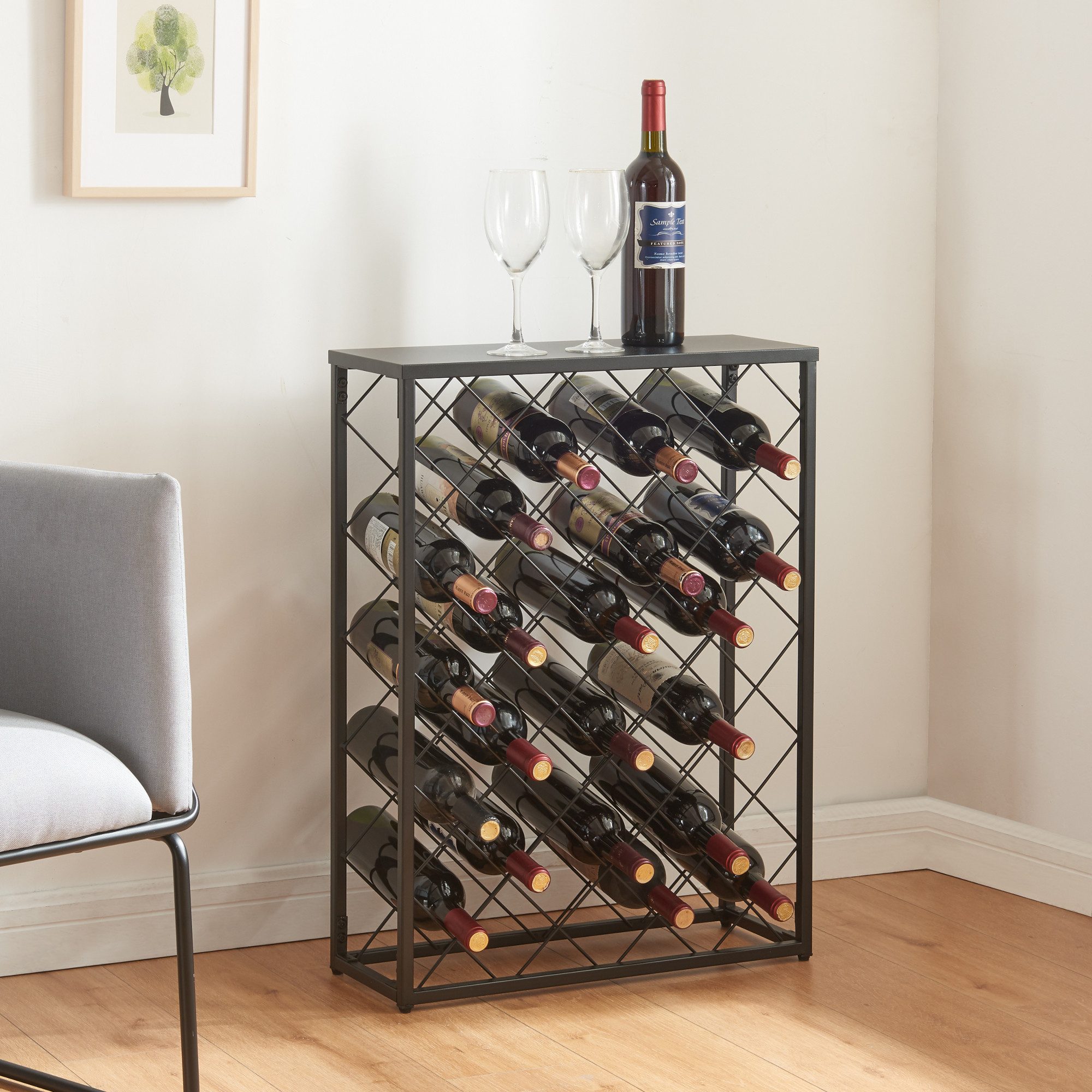 en.casa Weinregal, »Taivassalo« für 25 Flaschen Stahl 71,5 x 53 x 20 cm Sch günstig online kaufen
