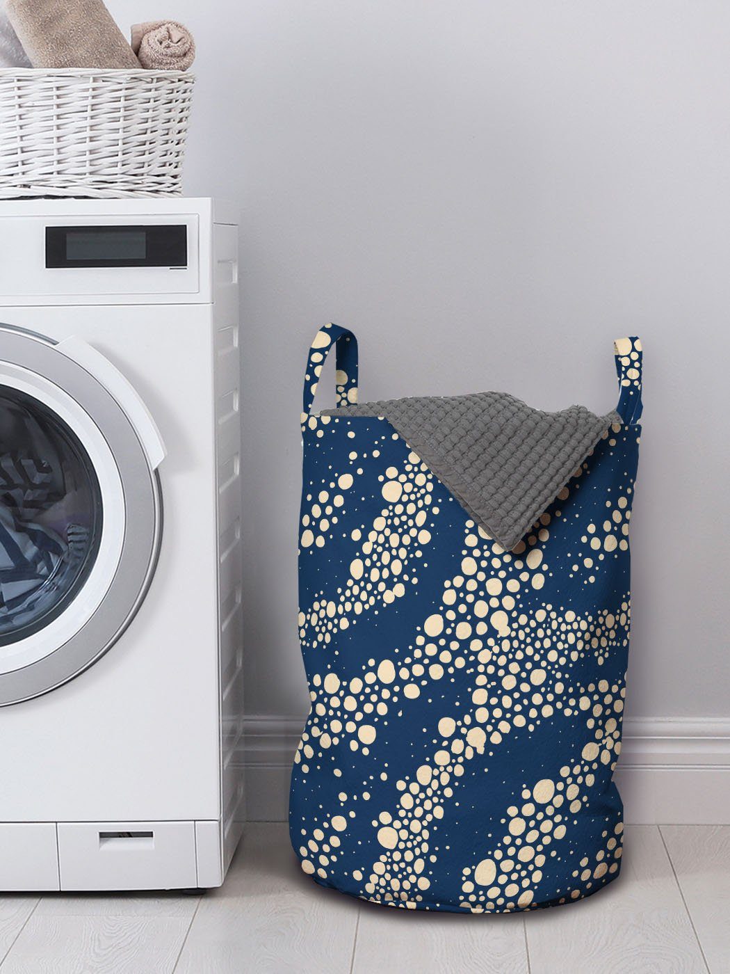 Wäschekorb Bubbly Griffen Strom Waschsalons, für Abstrakt mit Wäschesäckchen Art Kordelzugverschluss Abakuhaus Spots