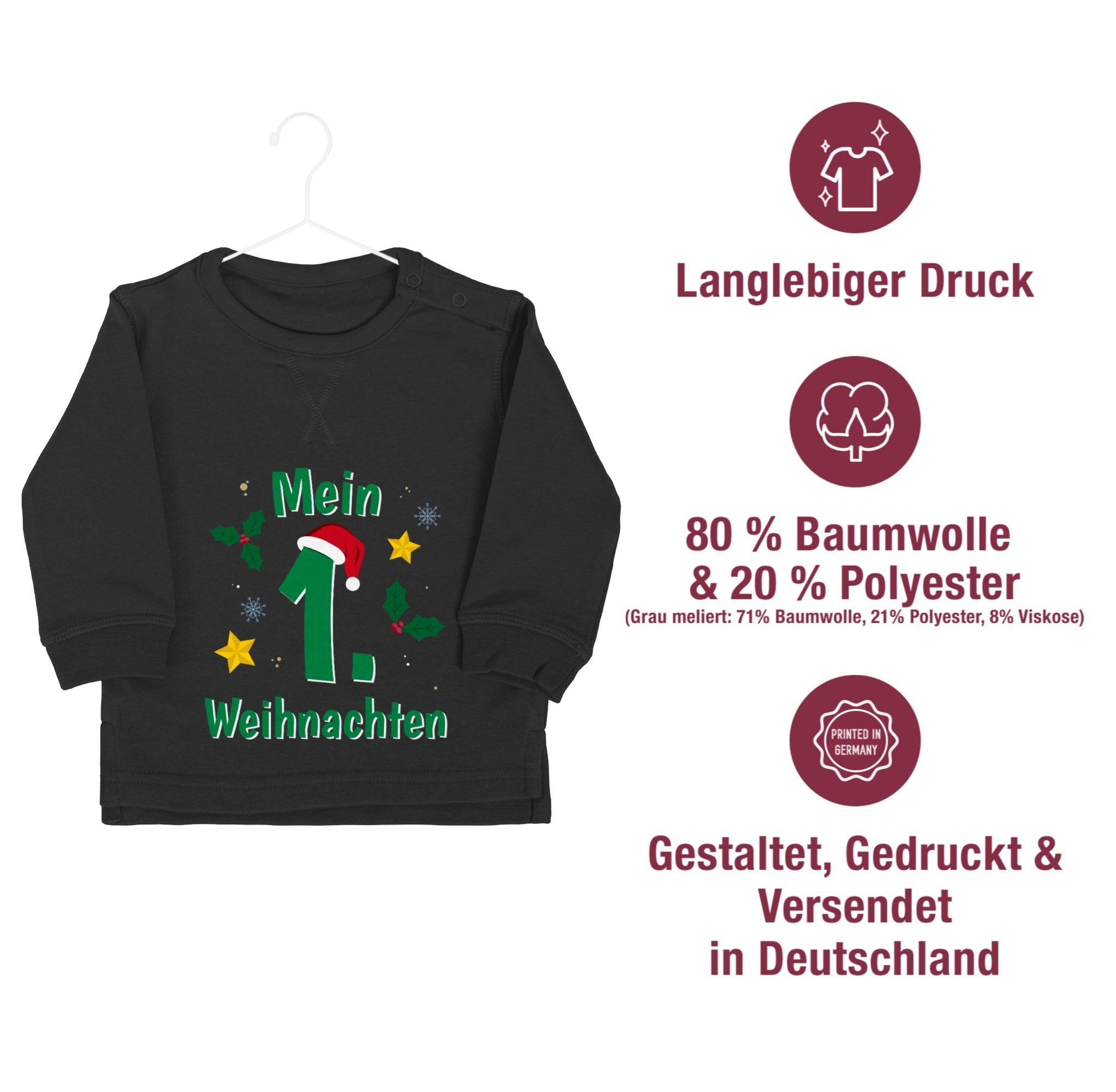 Shirtracer Weihnachten Baby Sweatshirt Kleidung 1. grün Schwarz Weihnachten Mein 3